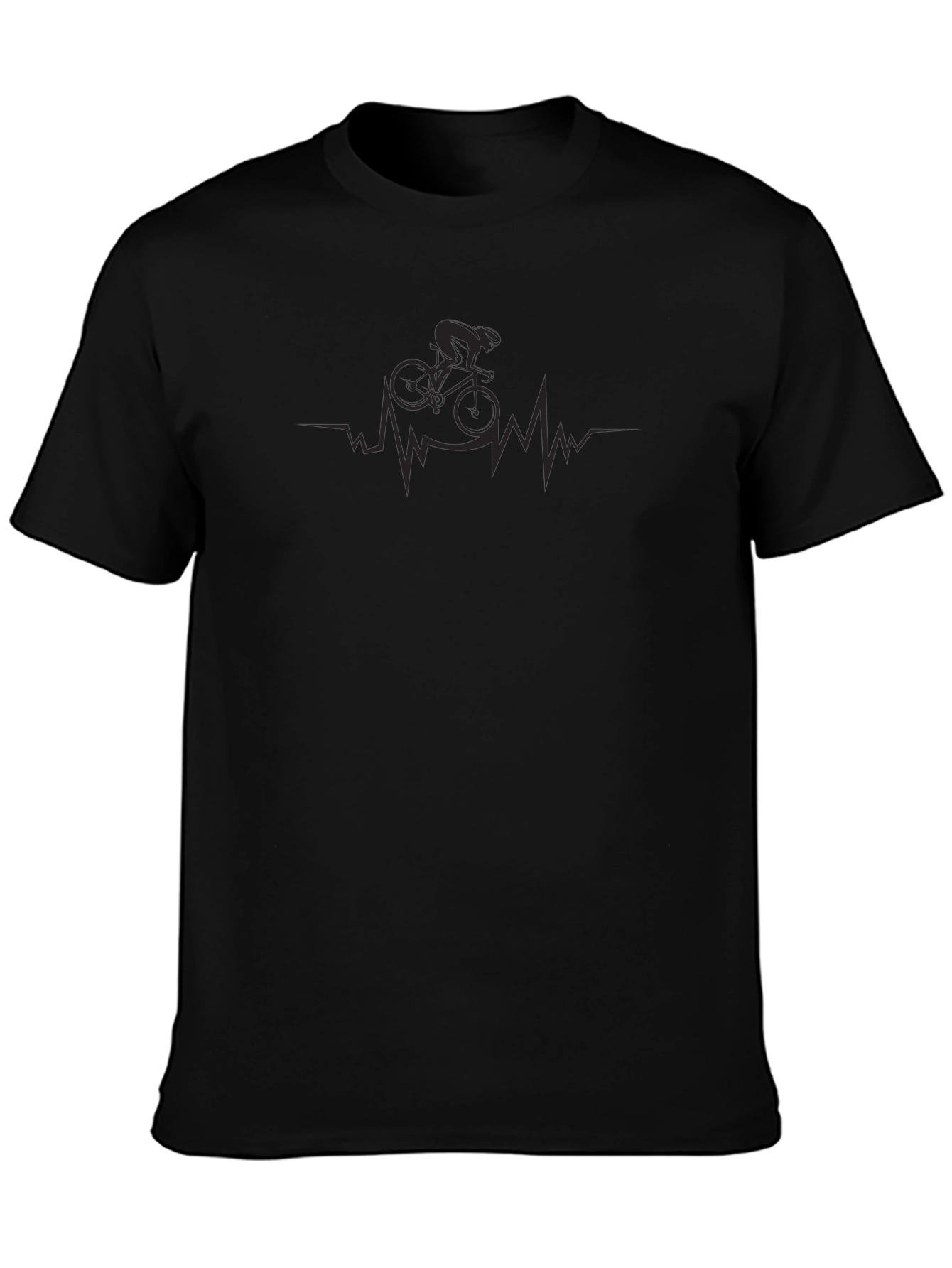 Cycling Heartbeat T-Shirt -  Comfortable Black Tee