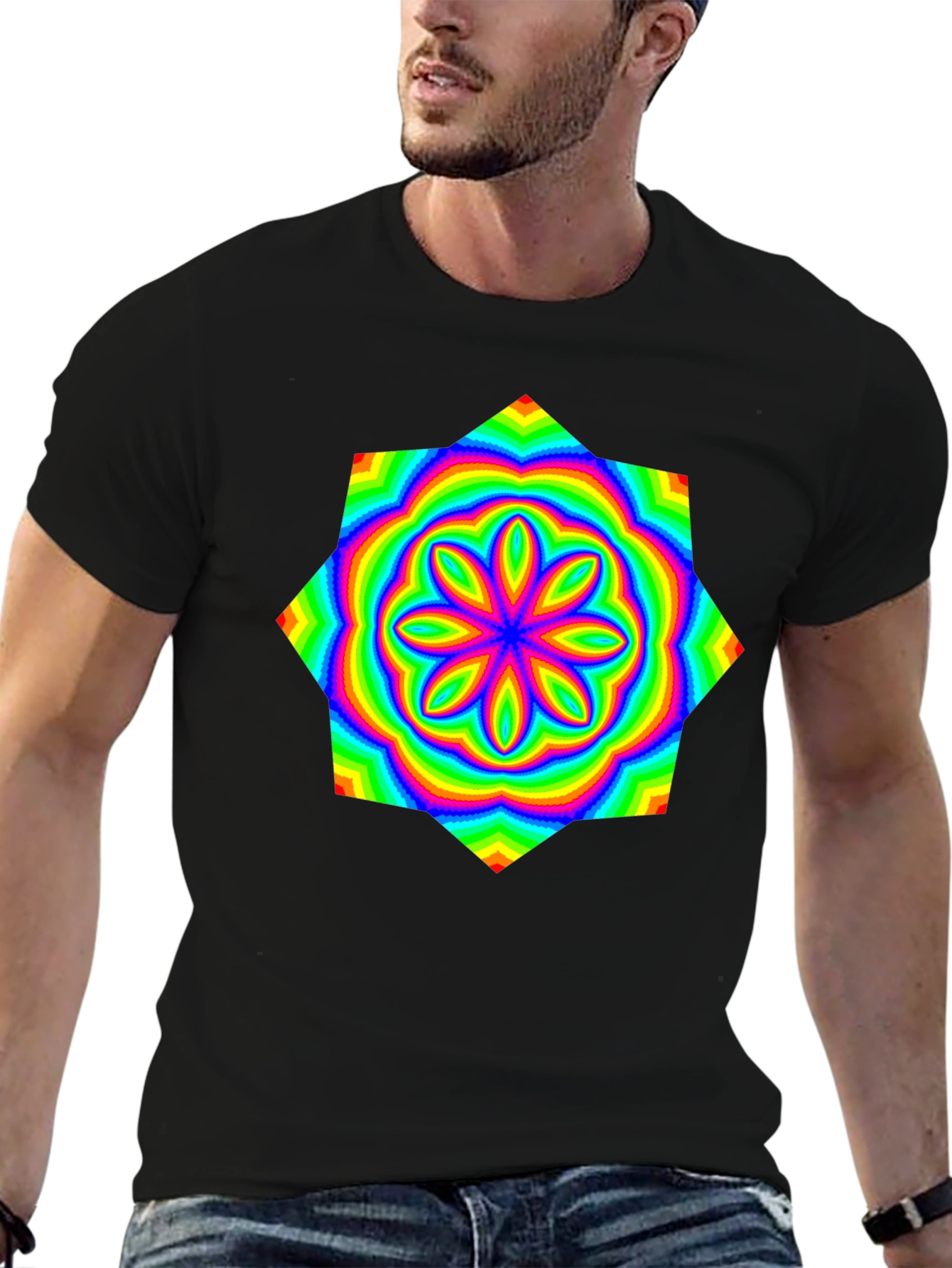 Psychedelic Rainbow Flower Graphic Tee