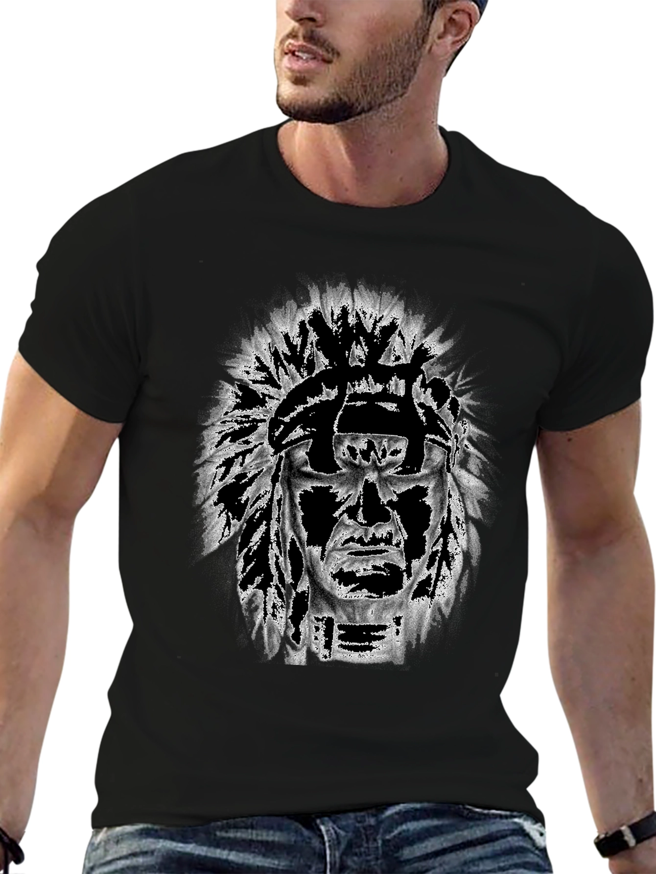 Graphic Tee: Native American Headdress Design