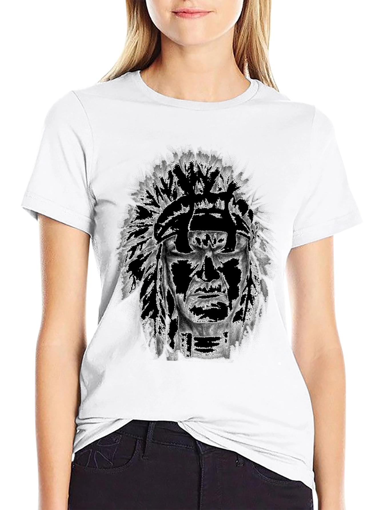 Graphic Tee: Native American Headdress Design