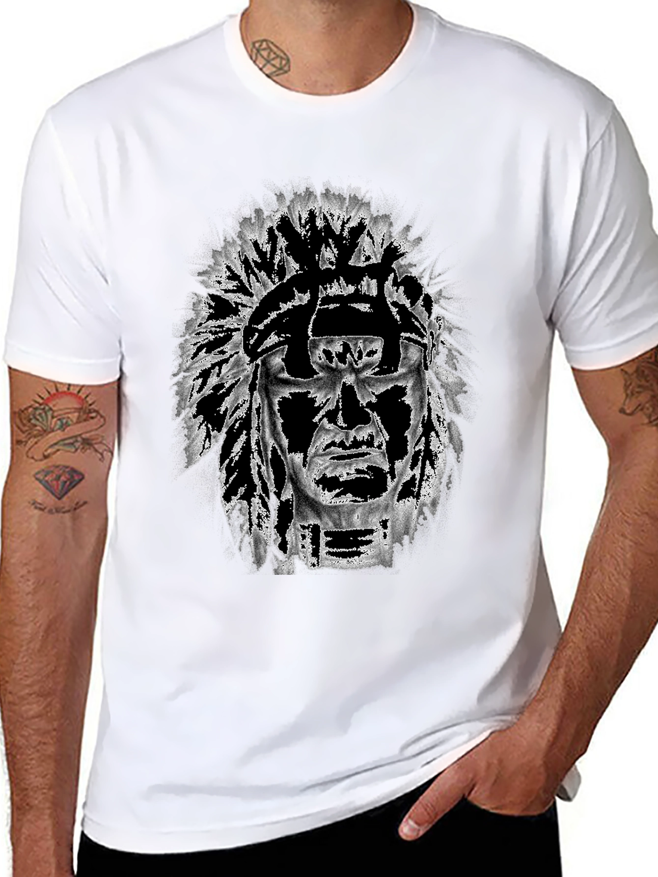 Graphic Tee: Native American Headdress Design