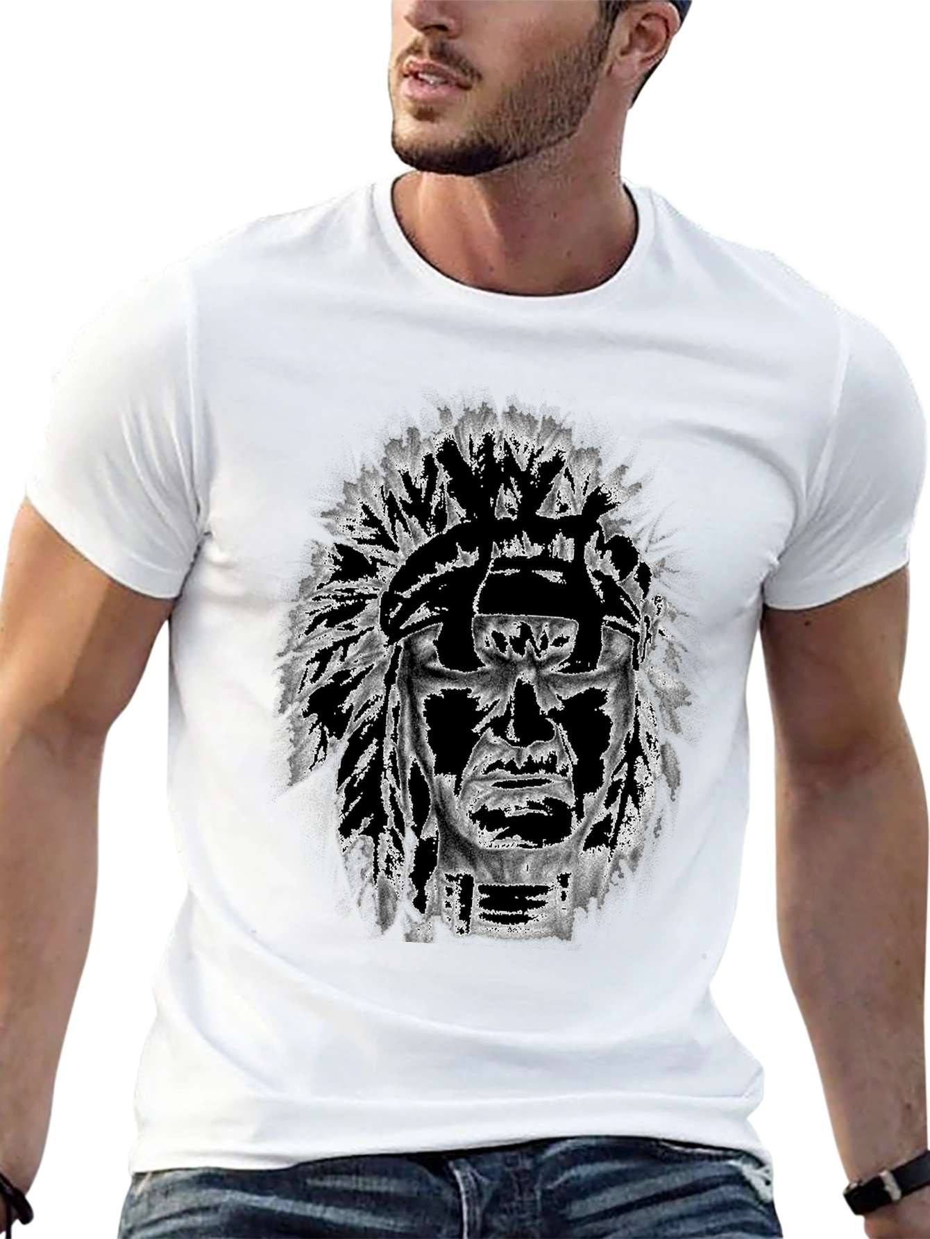 Graphic Tee: Native American Headdress Design