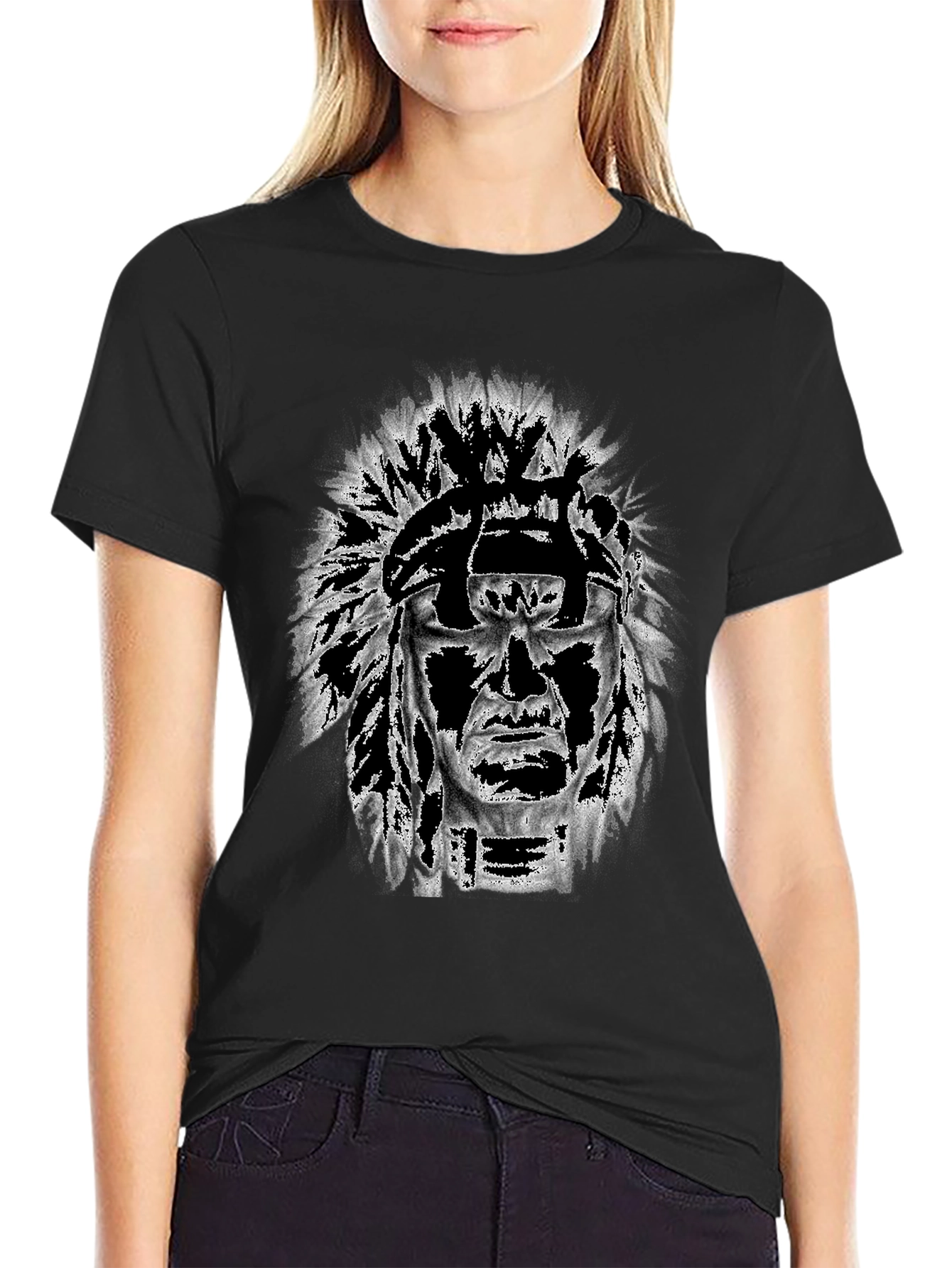 Graphic Tee: Native American Headdress Design