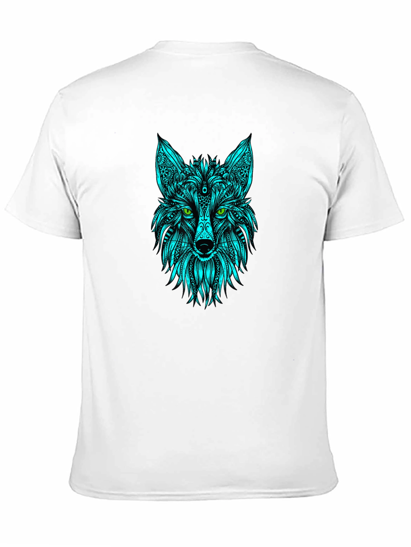 Geometric Wolf Head T-Shirt - Black
