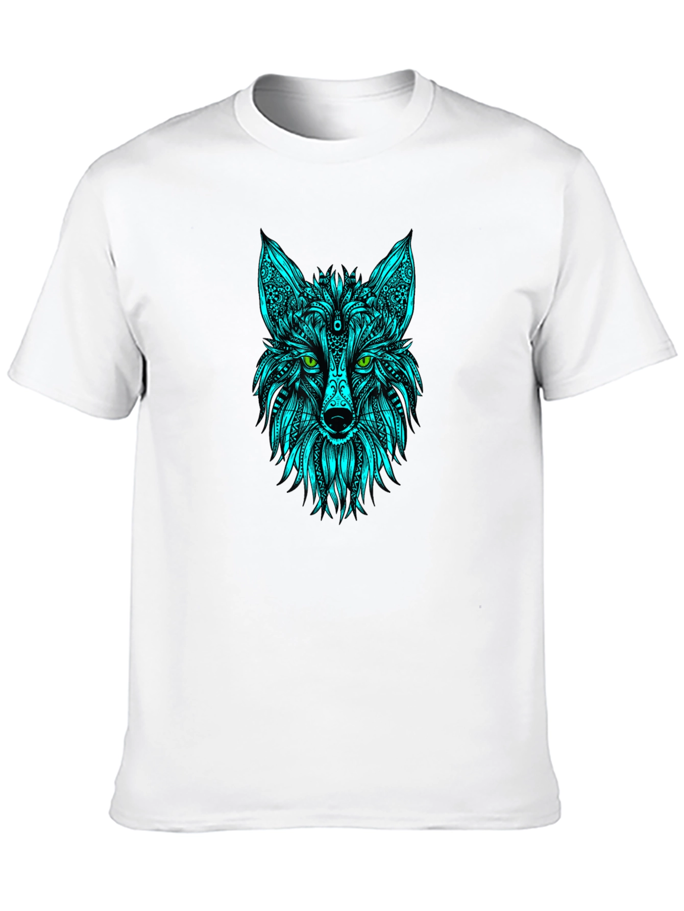 Geometric Wolf Head T-Shirt - Black
