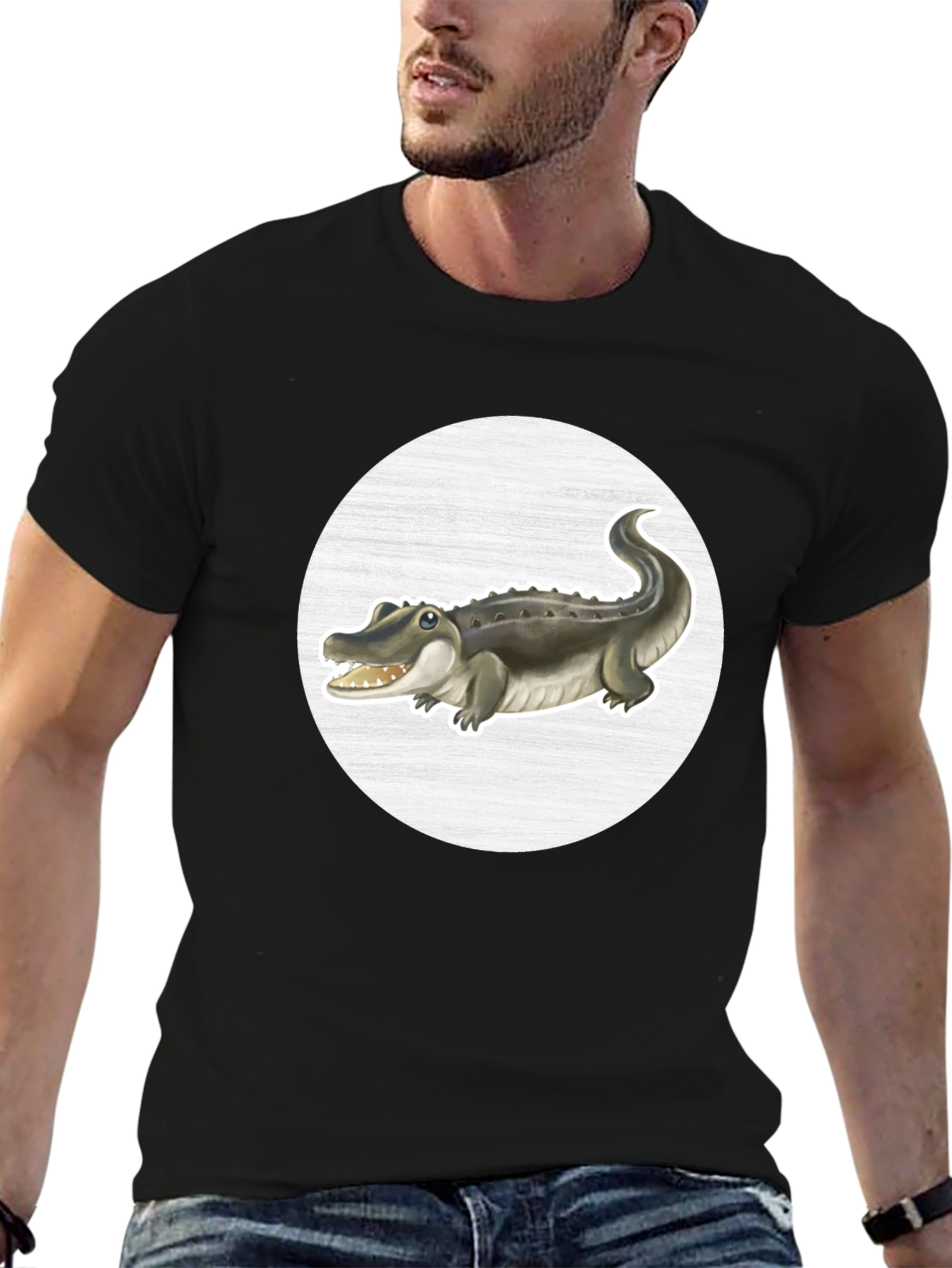 Alligator Graphic Tee - Black Cotton T-Shirt