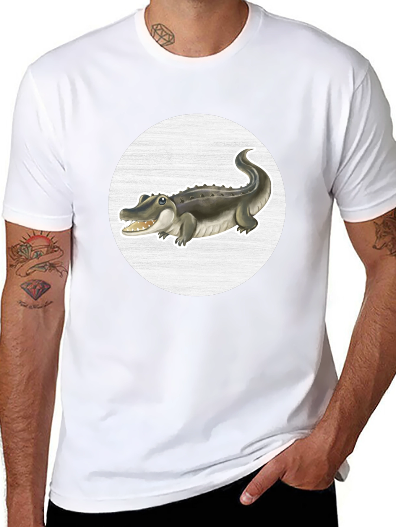 Alligator Graphic Tee - Black Cotton T-Shirt