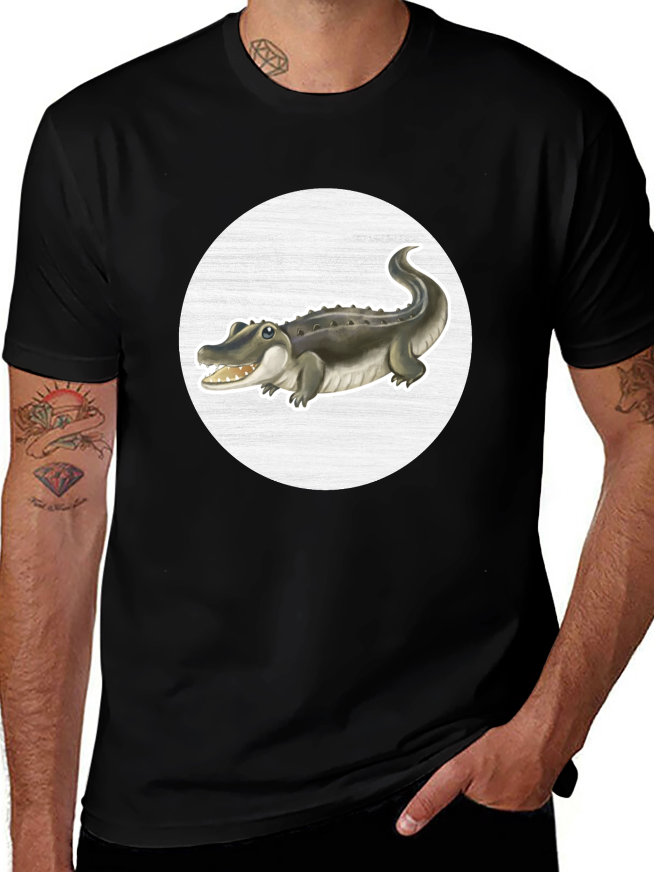 Alligator Graphic Tee - Black Cotton T-Shirt