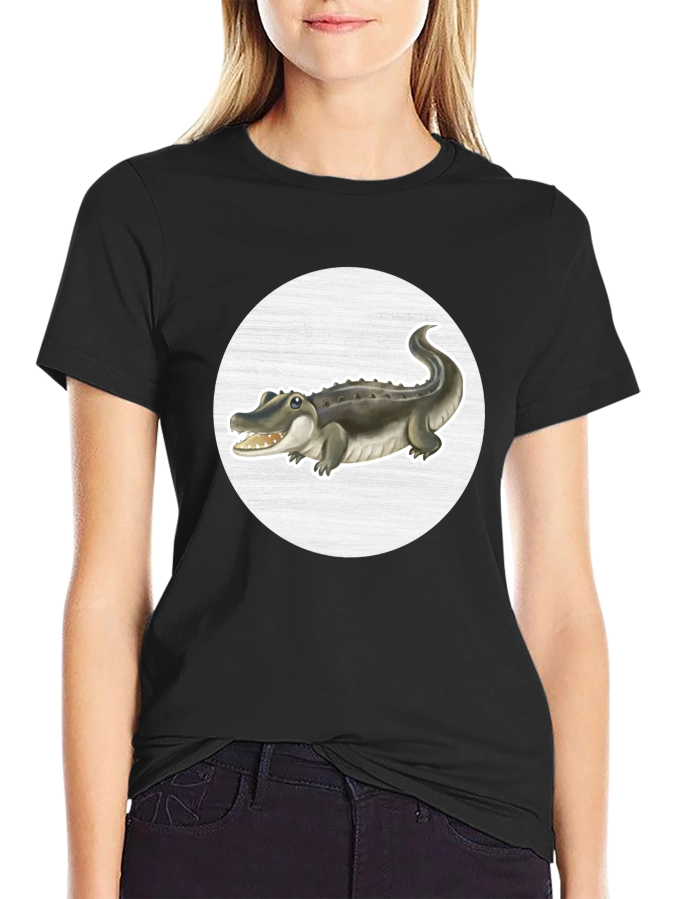 Alligator Graphic Tee - Black Cotton T-Shirt