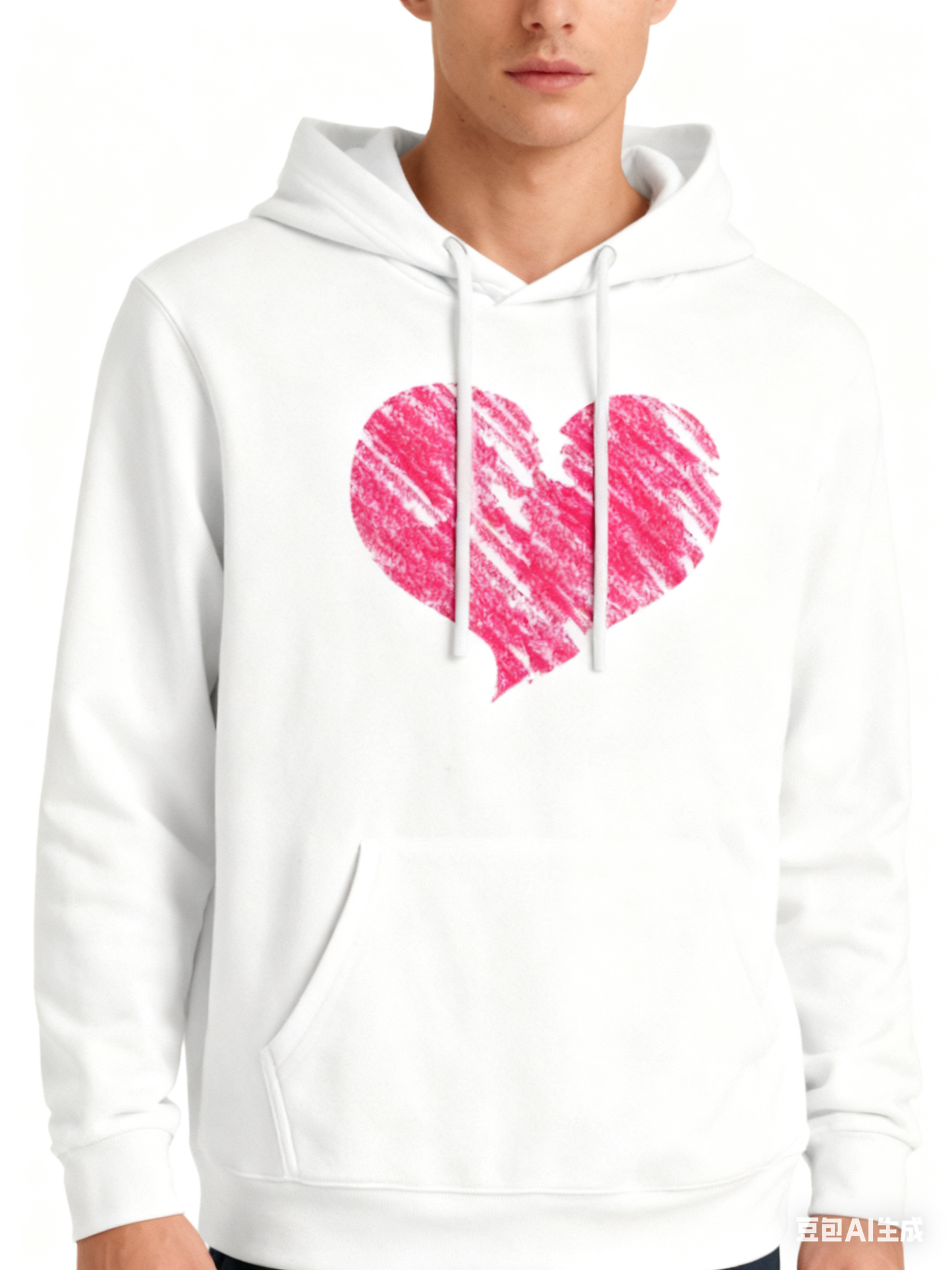 Watercolor Heart Print White T-Shirt