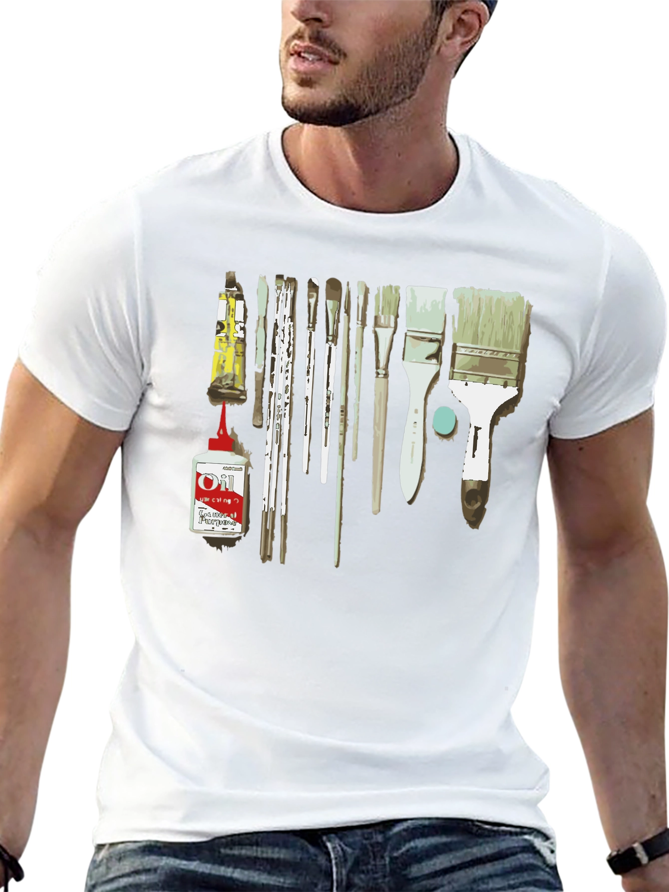 Artist Paintbrush Graphic Tee - Creative Black T-Shirt