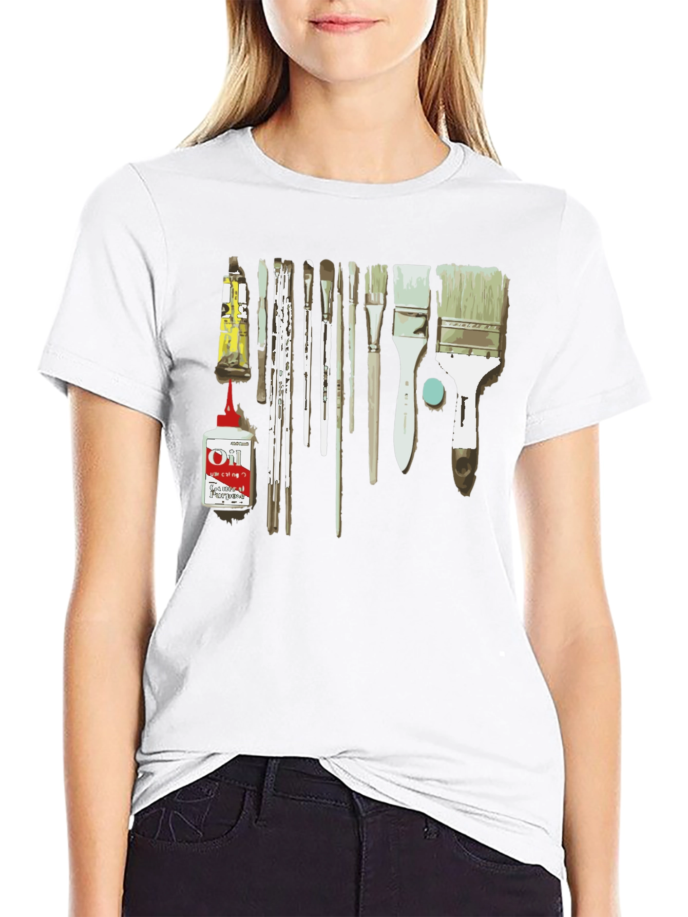 Artist Paintbrush Graphic Tee - Creative Black T-Shirt