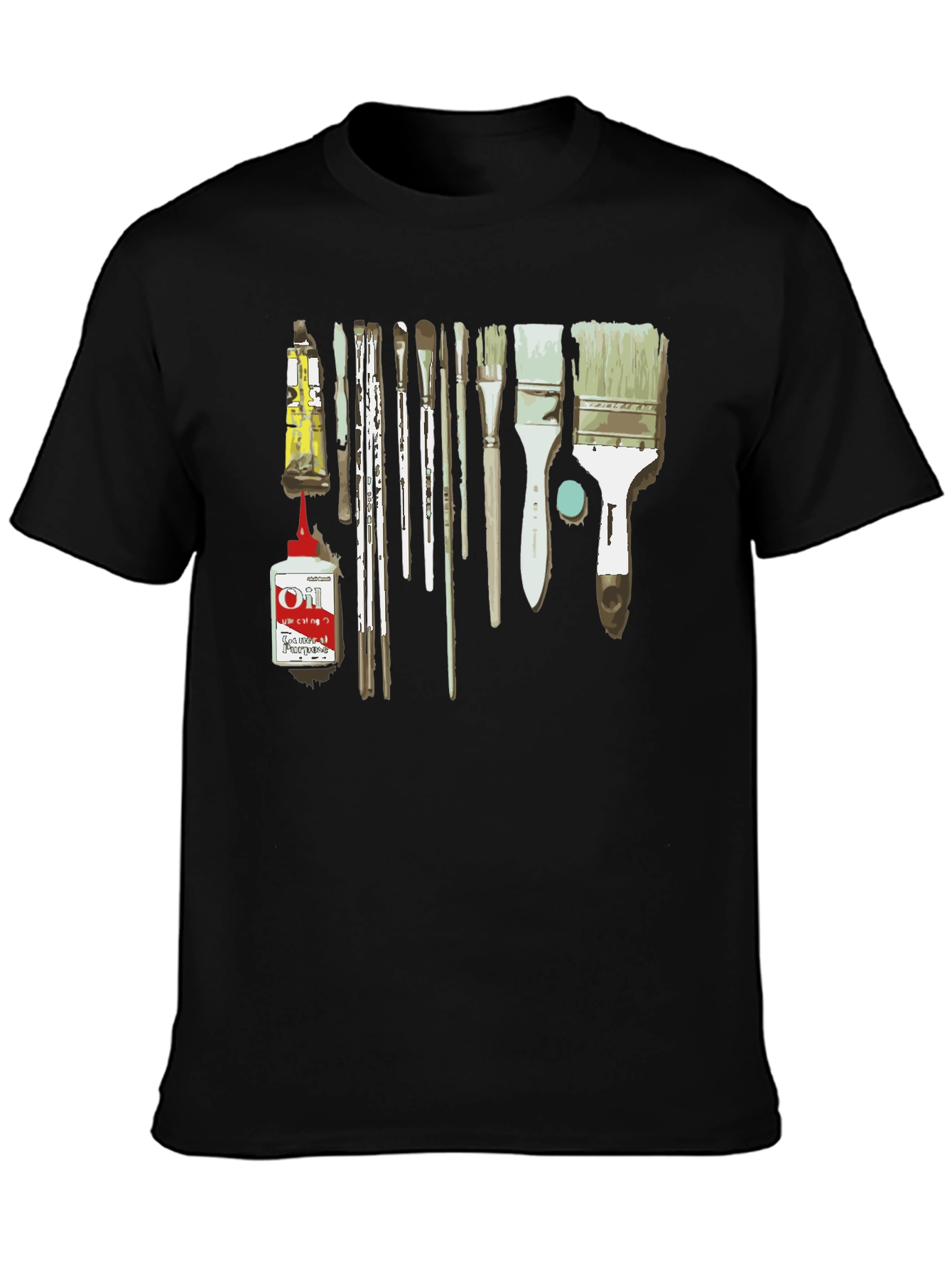 Artist Paintbrush Graphic Tee - Creative Black T-Shirt