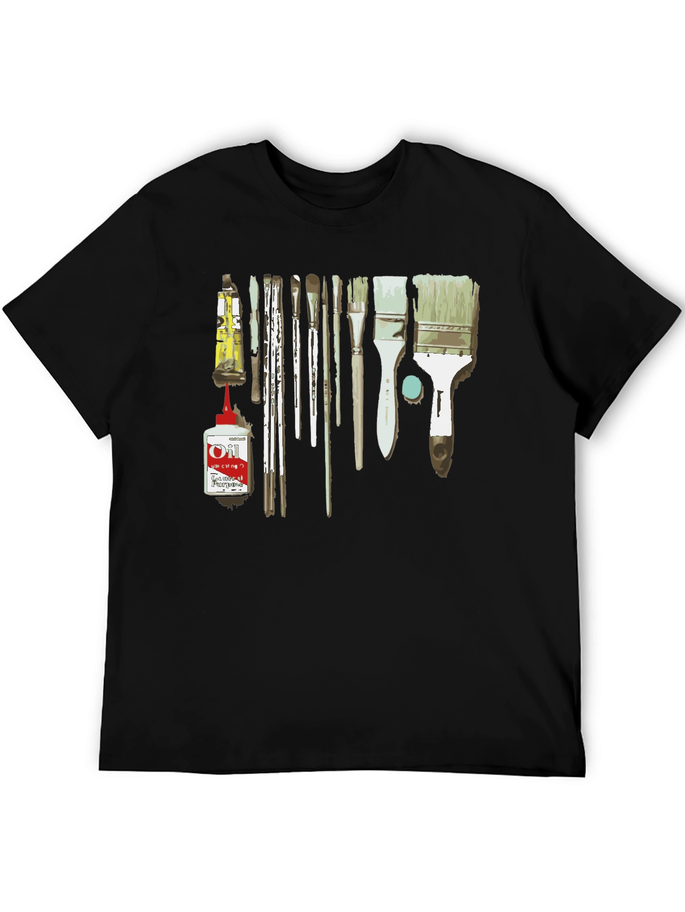 Artist Paintbrush Graphic Tee - Creative Black T-Shirt