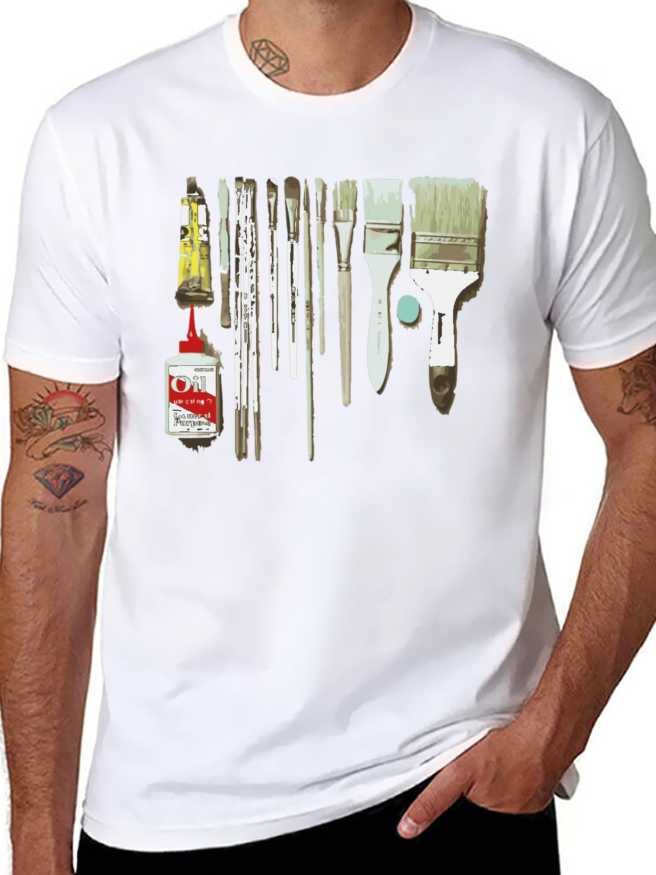 Artist Paintbrush Graphic Tee - Creative Black T-Shirt