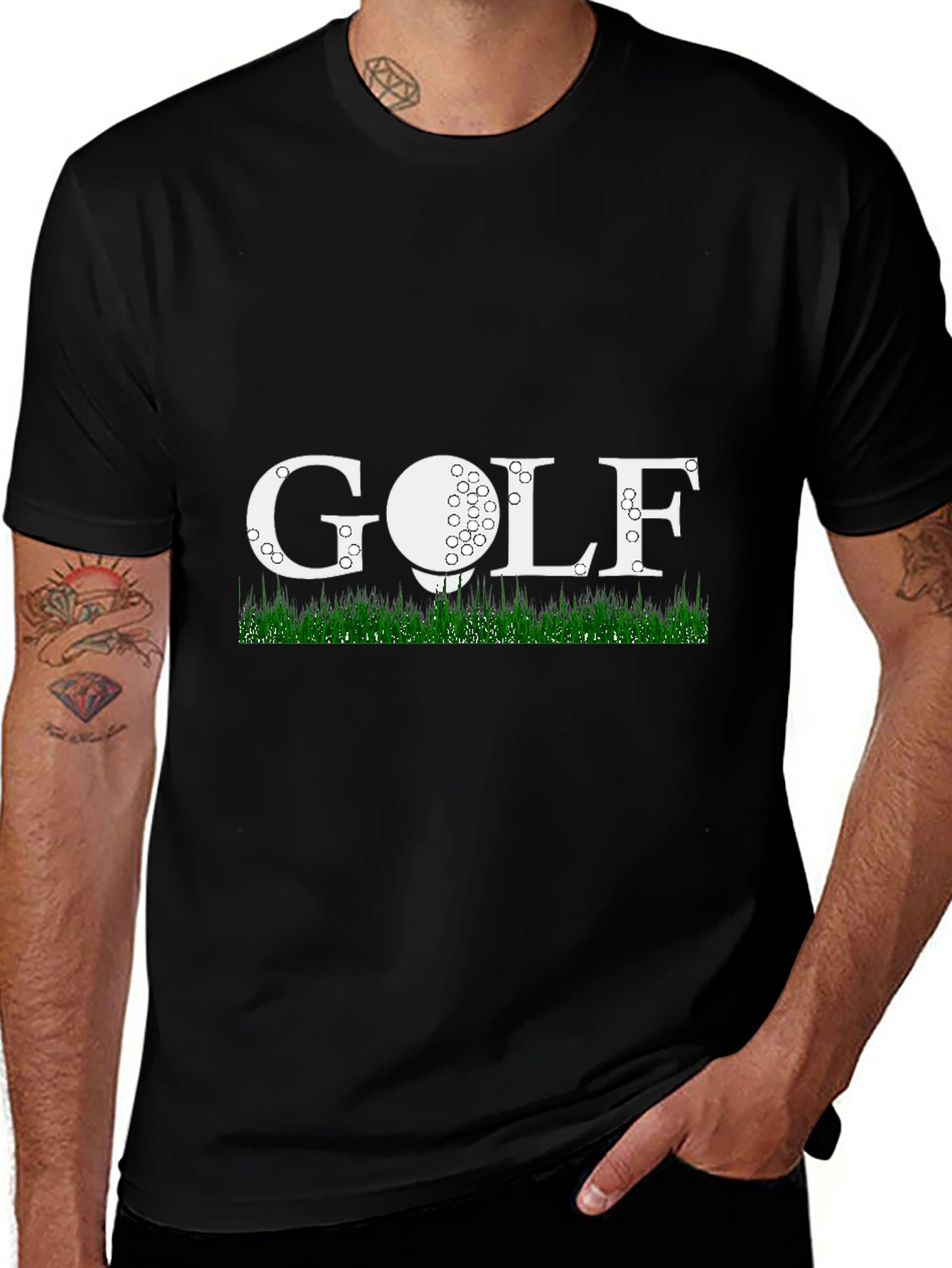 Golf Themed Mens Black T-Shirt