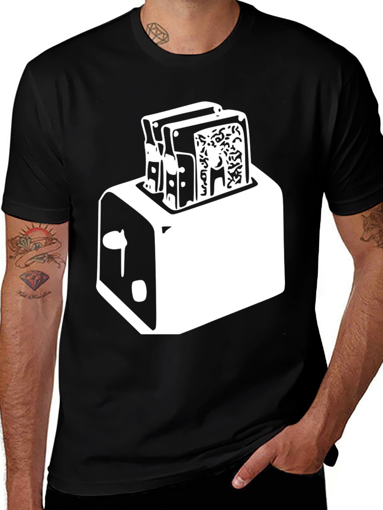 Toaster Graphic Tee - Crisp Black Cotton Blend