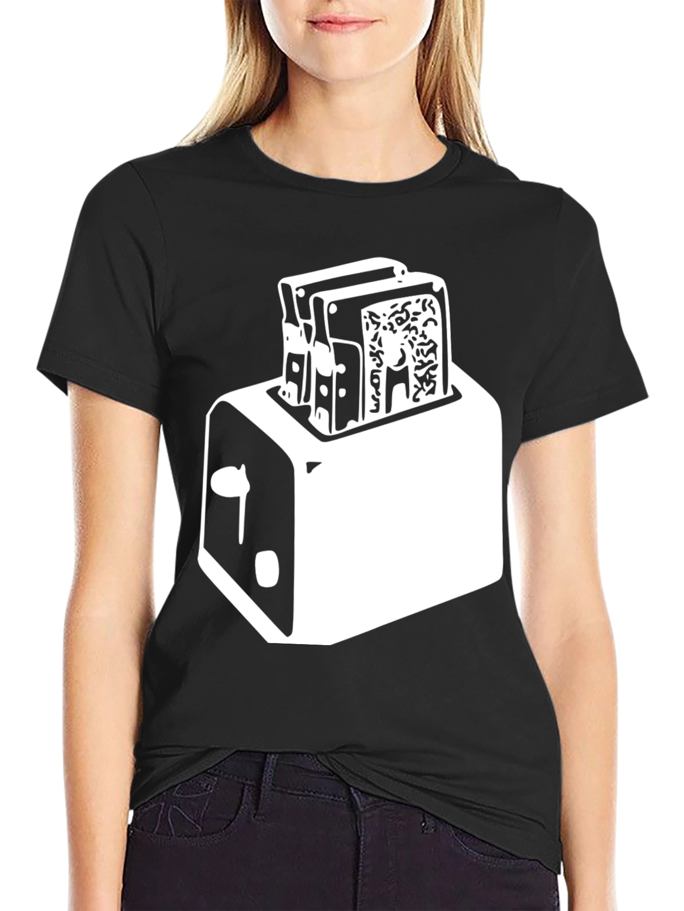 Toaster Graphic Tee - Crisp Black Cotton Blend