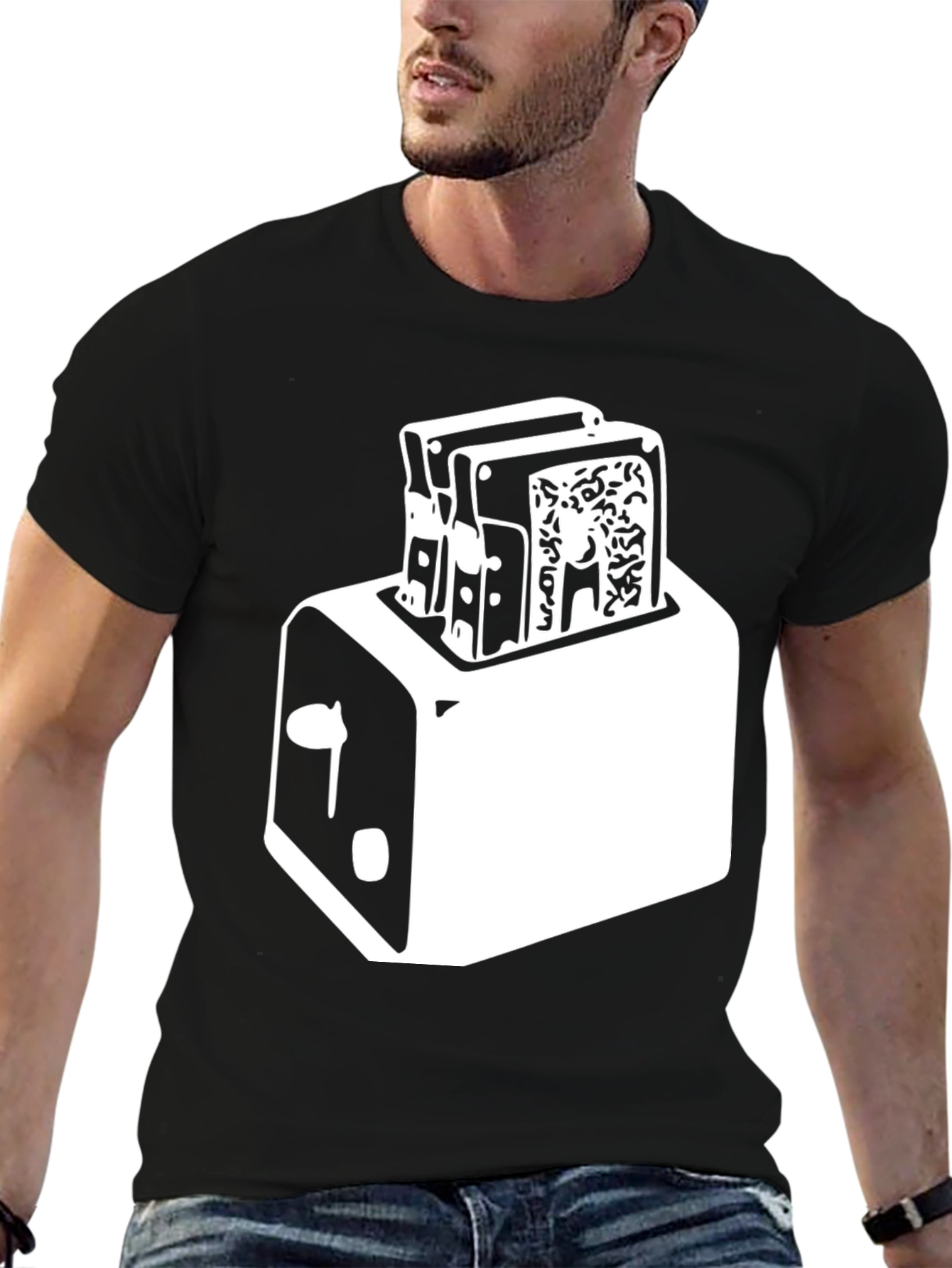 Toaster Graphic Tee - Crisp Black Cotton Blend