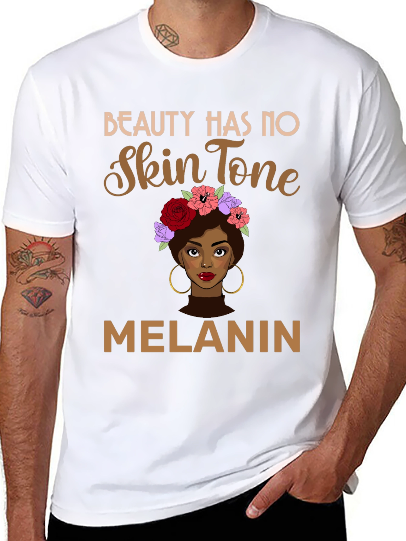 Beauty Has No Skin Tone Melanin Graphic Tee