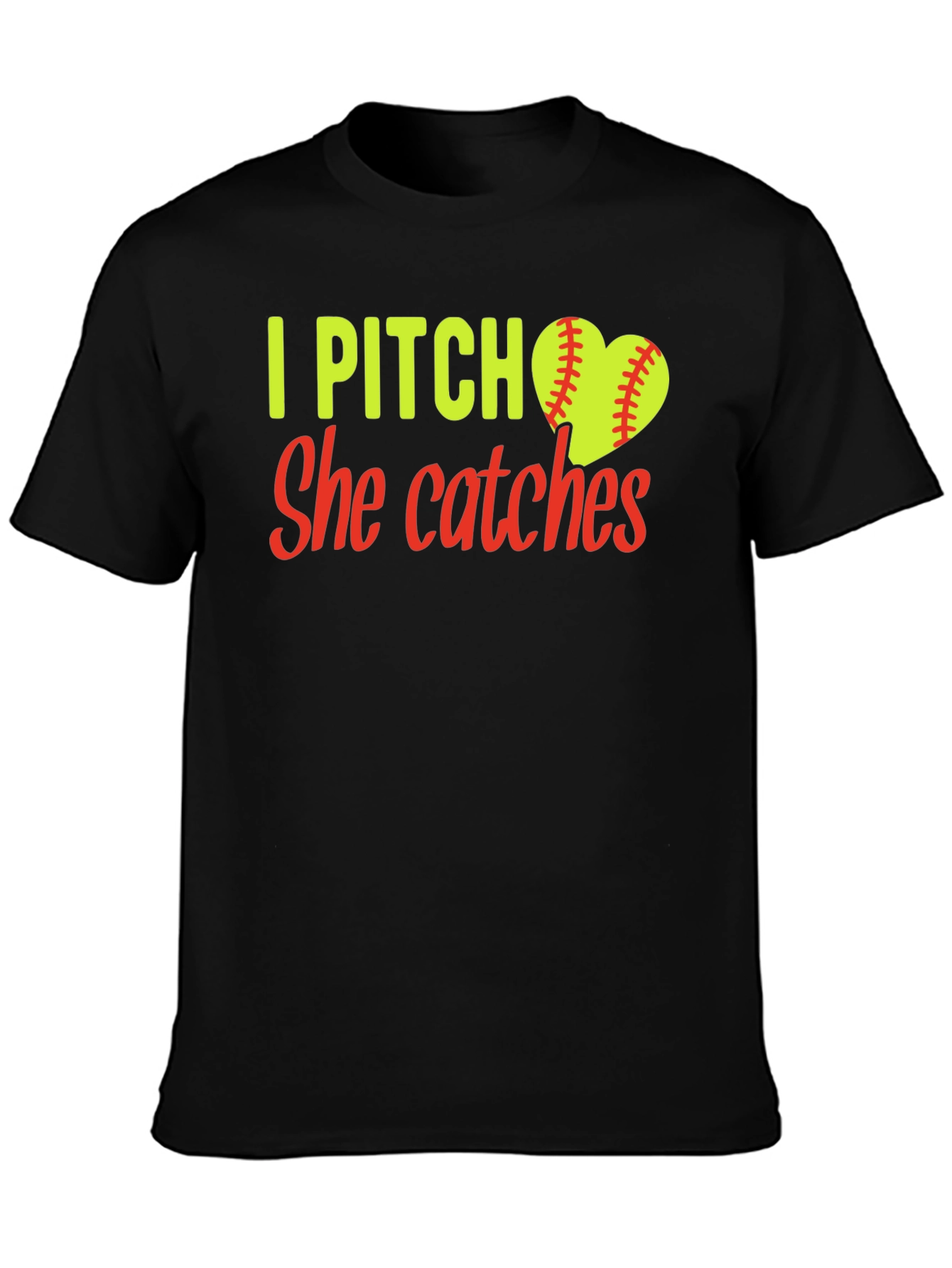 I Pitch She Catches Softball T-Shirt
