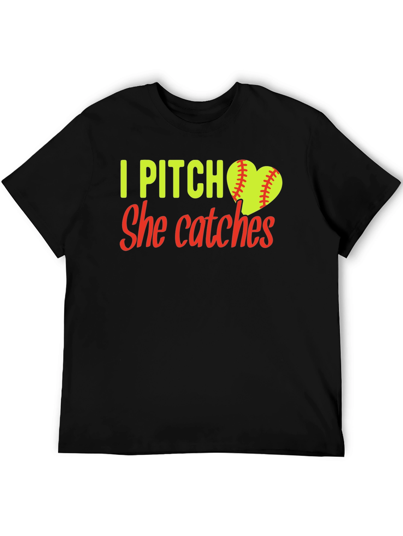 I Pitch She Catches Softball T-Shirt