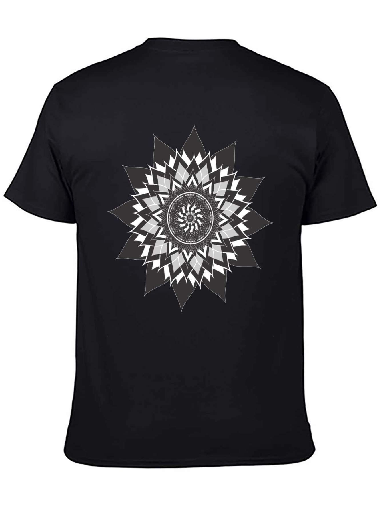 Geometric Mandala Graphic Print Black Tee