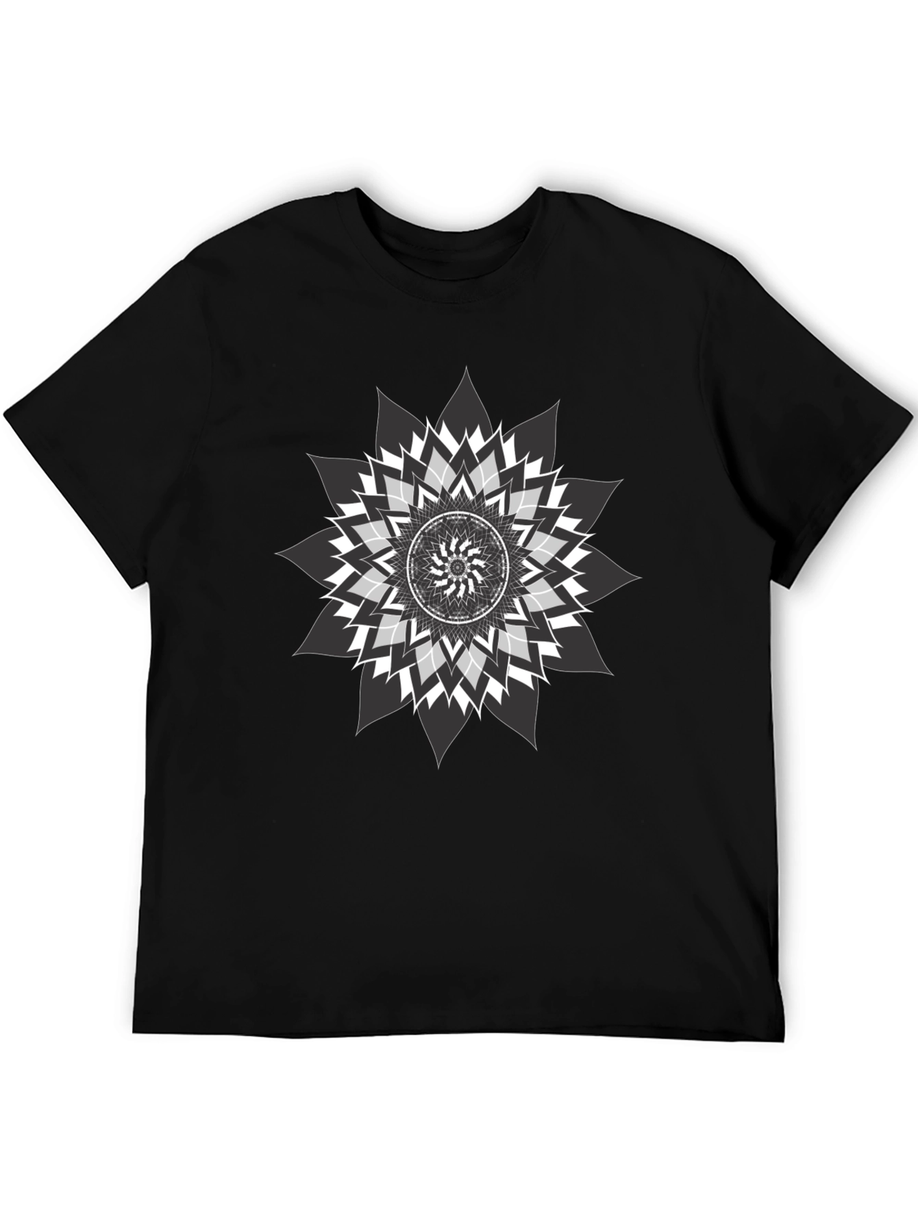 Geometric Mandala Graphic Print Black Tee