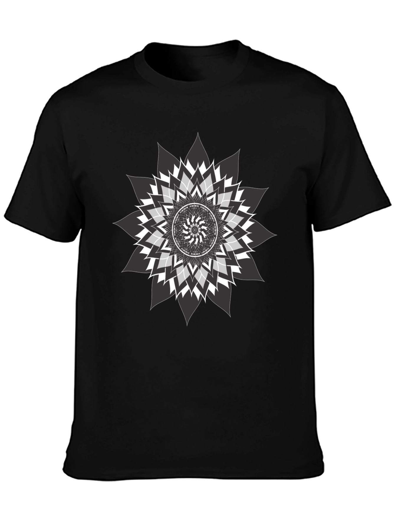 Geometric Mandala Graphic Print Black Tee