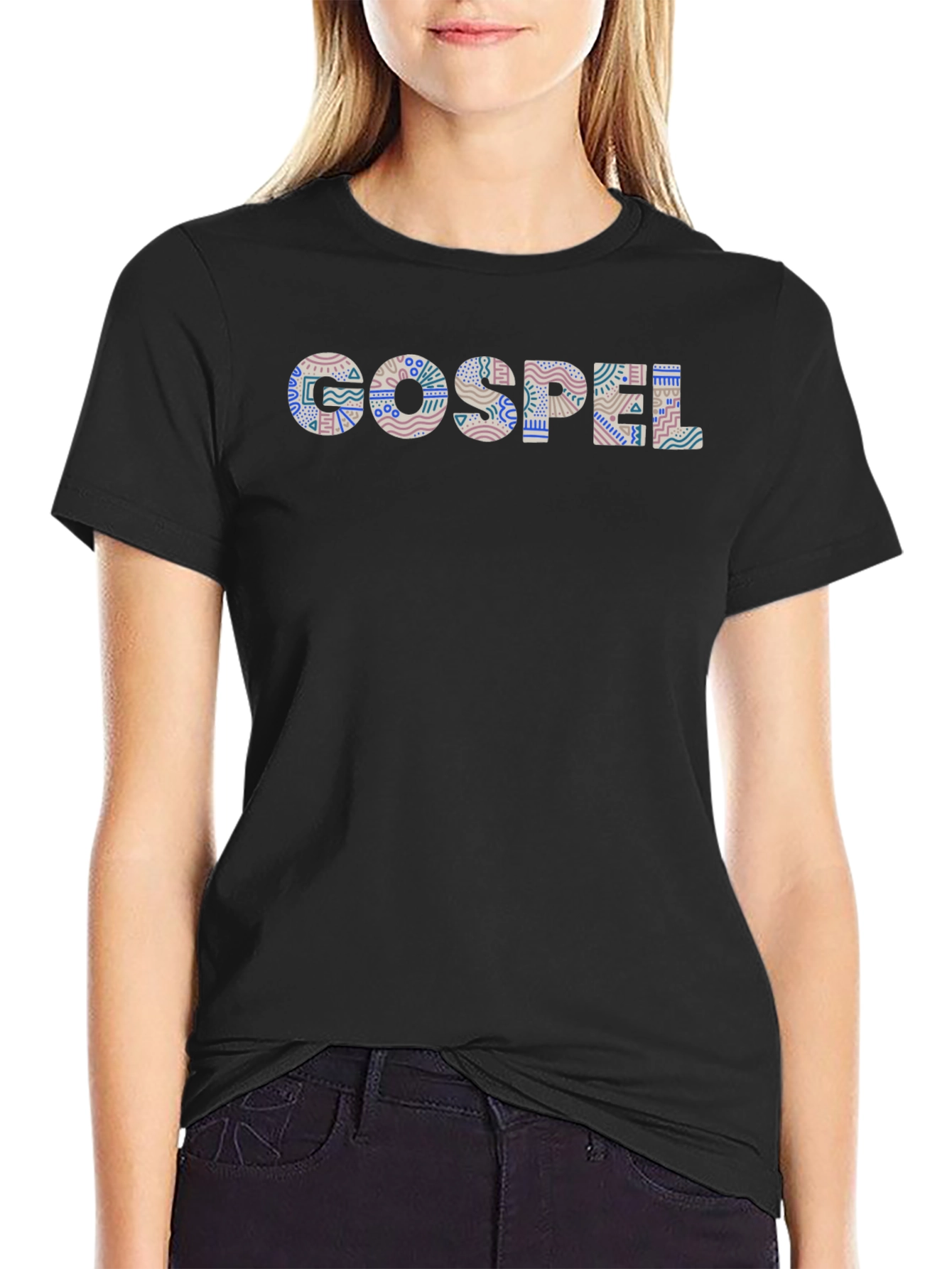 Gospel Patterned Black T-Shirt