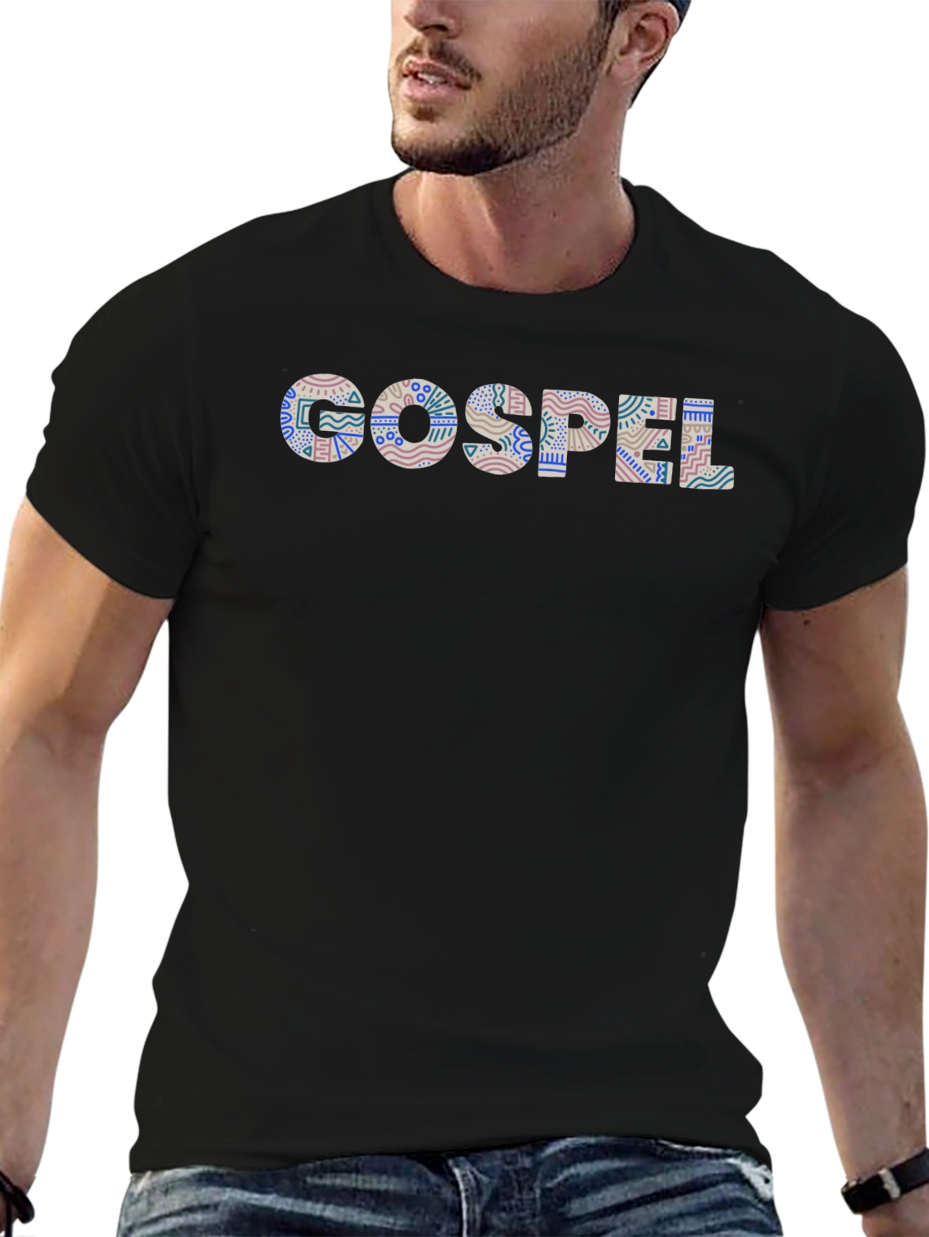 Gospel Patterned Black T-Shirt
