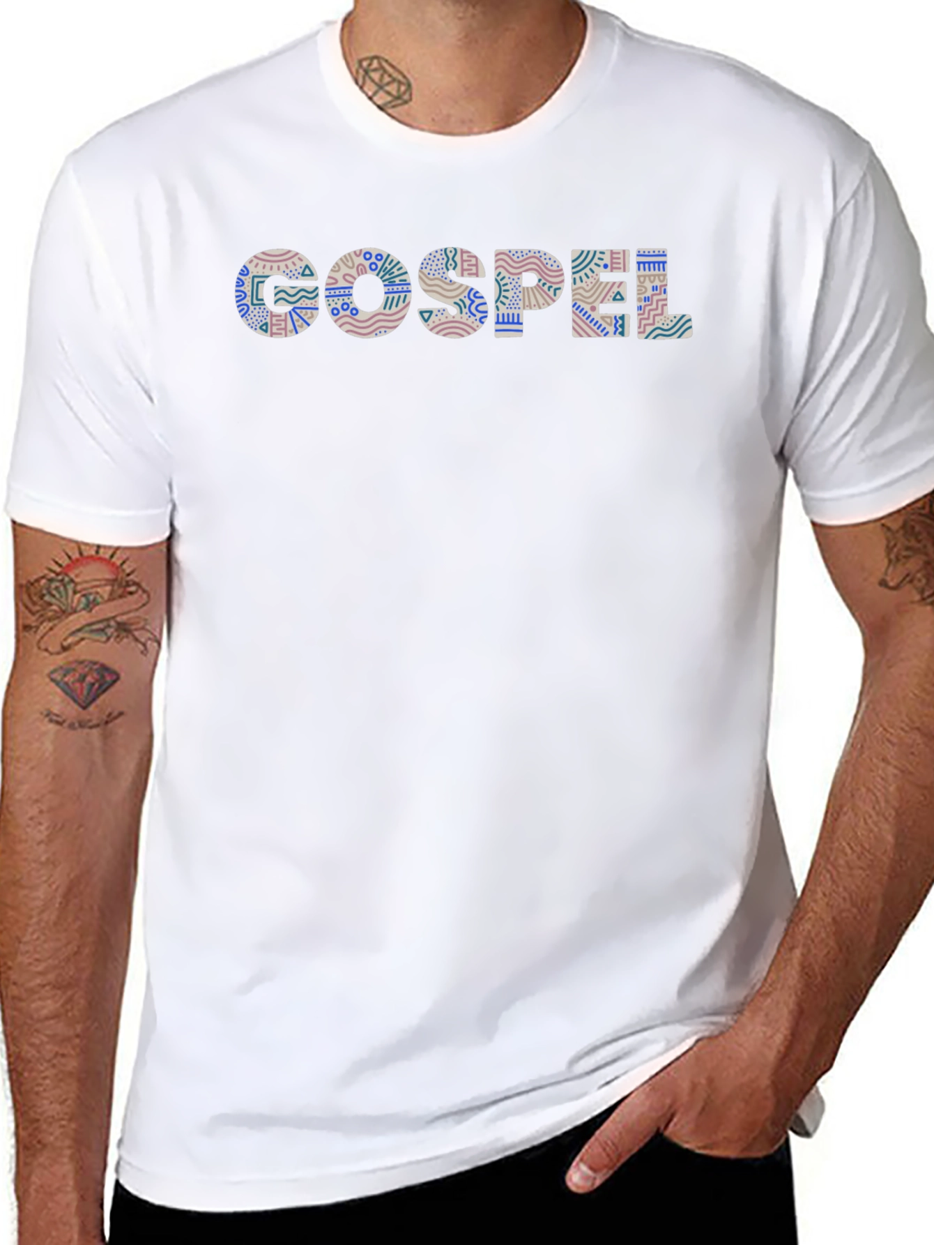 Gospel Patterned Black T-Shirt