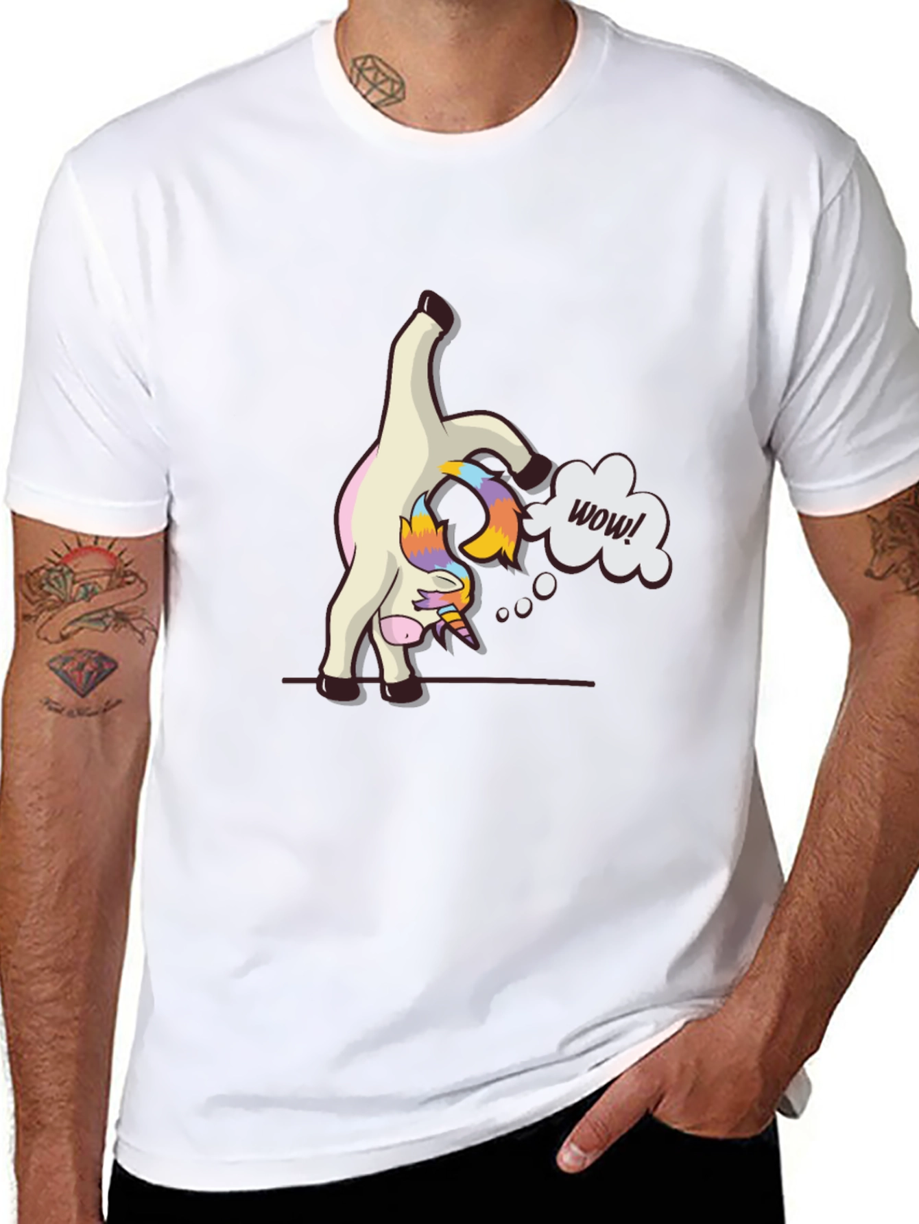 Funny Unicorn Yoga Pose Black T-Shirt