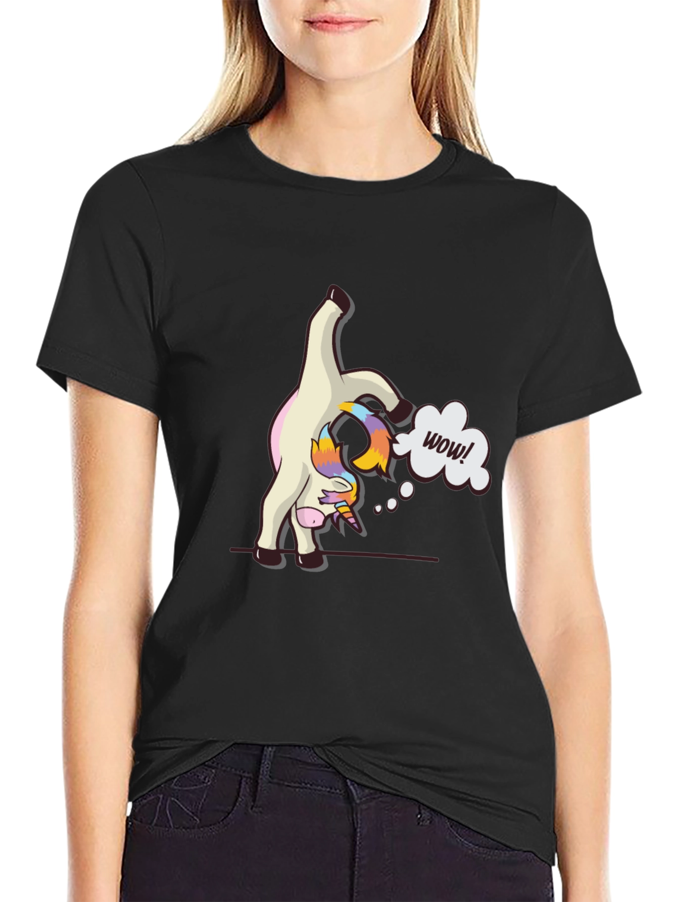 Funny Unicorn Yoga Pose Black T-Shirt