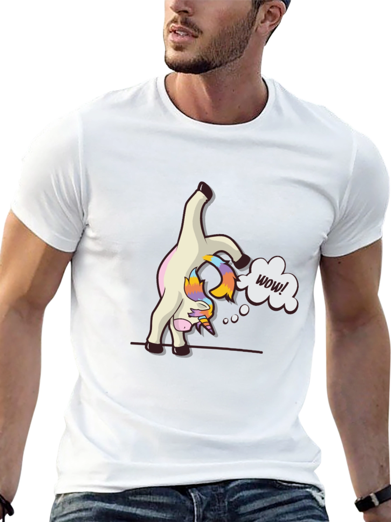 Funny Unicorn Yoga Pose Black T-Shirt
