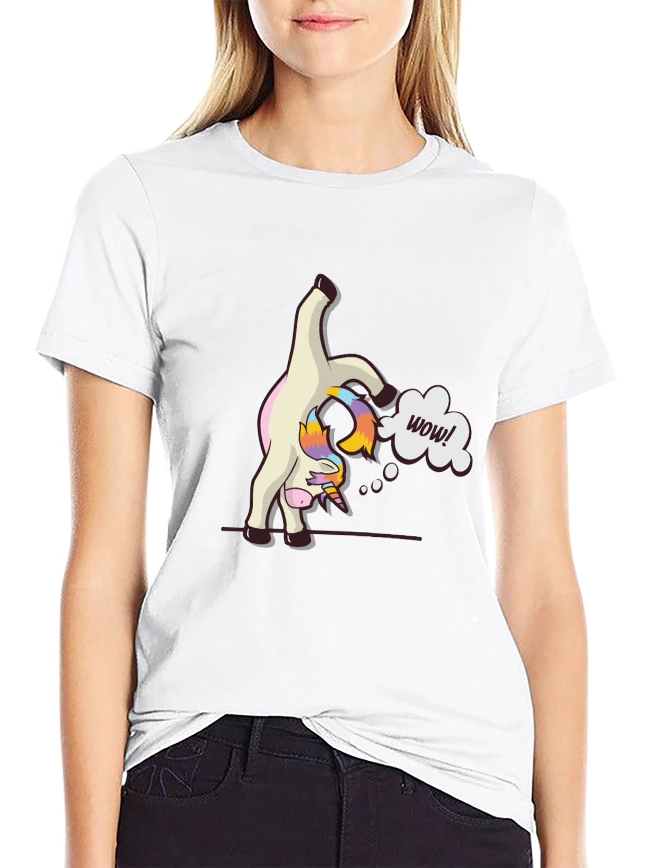 Funny Unicorn Yoga Pose Black T-Shirt