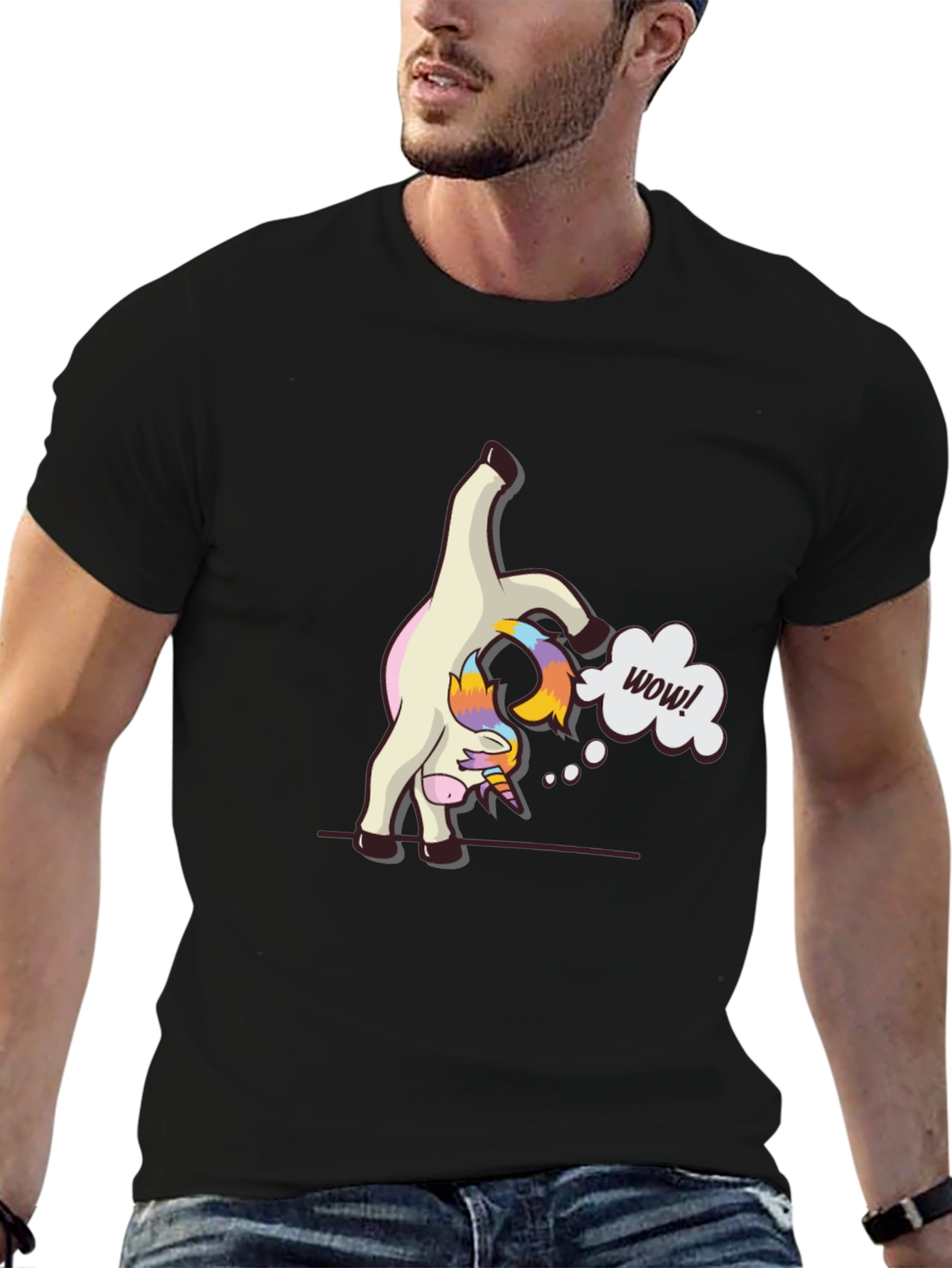 Funny Unicorn Yoga Pose Black T-Shirt