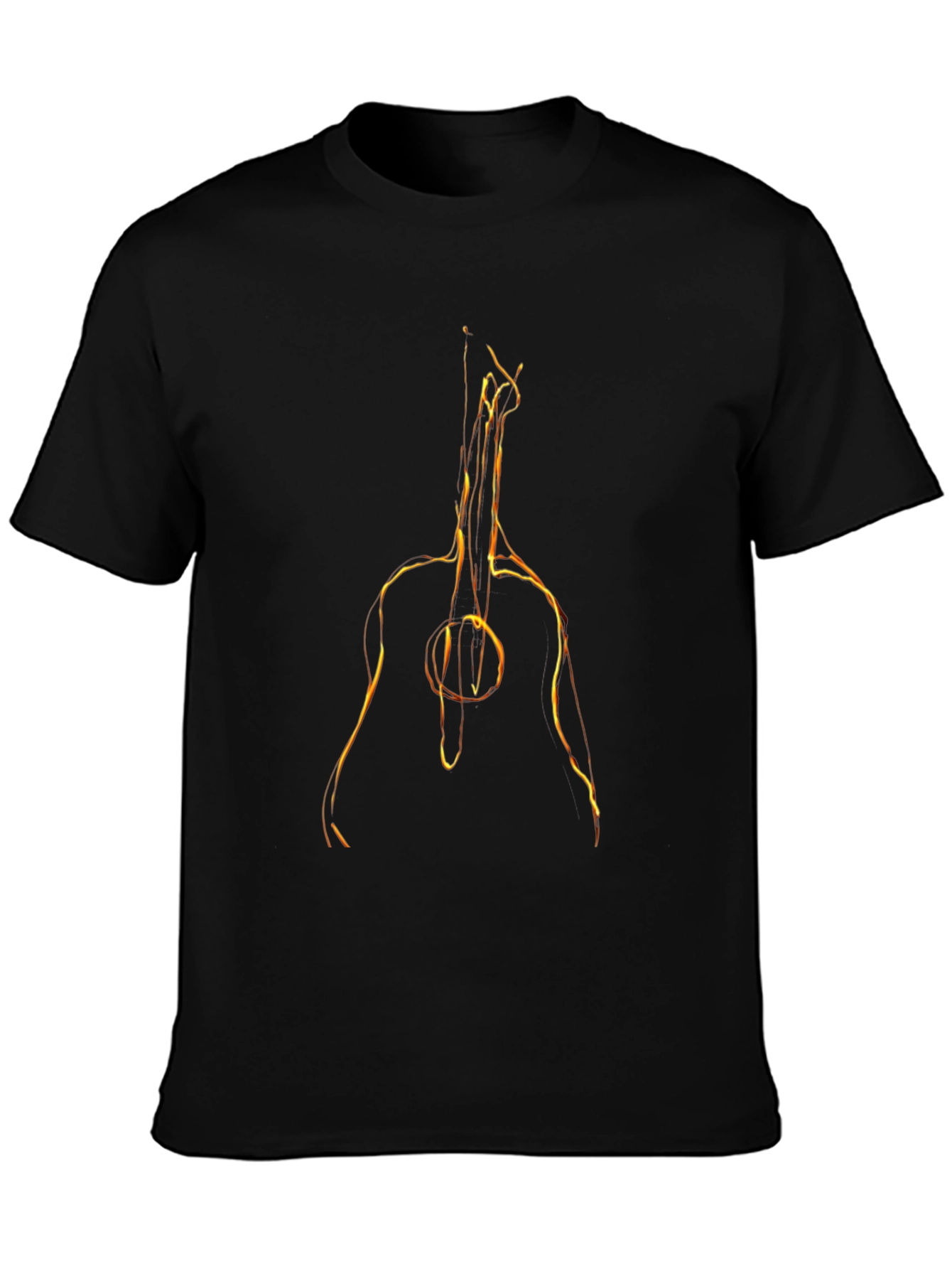 Fiery Guitar Graphic Tee - Black