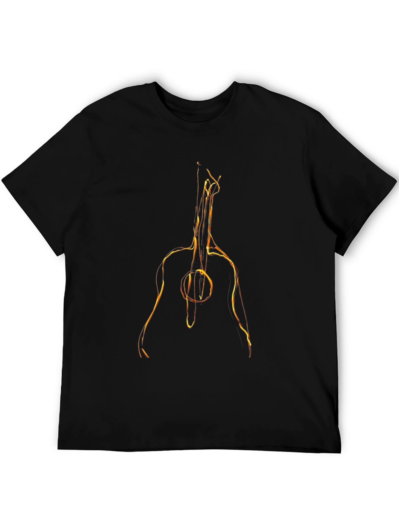 Fiery Guitar Graphic Tee - Black