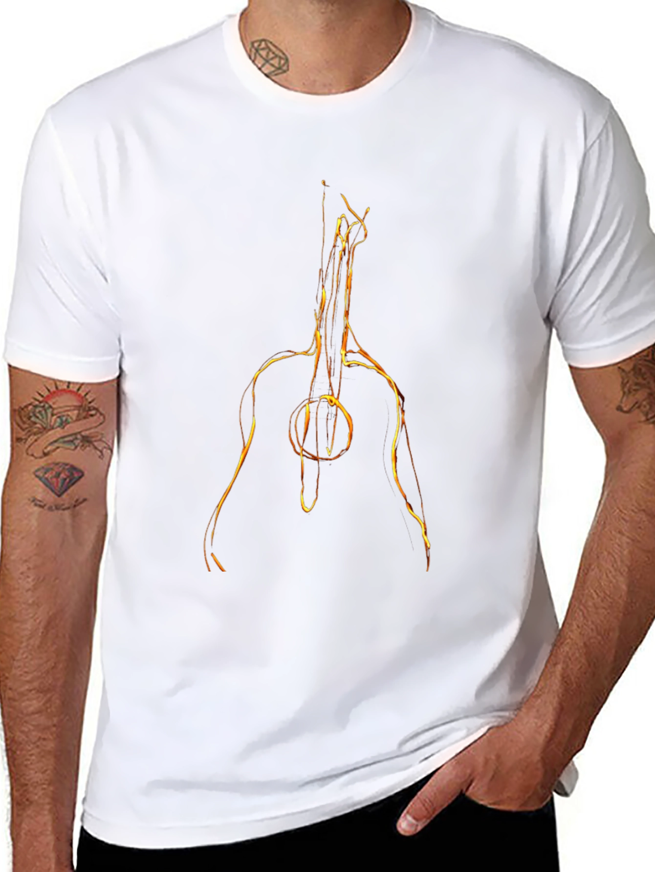 Fiery Guitar Graphic Tee - Black