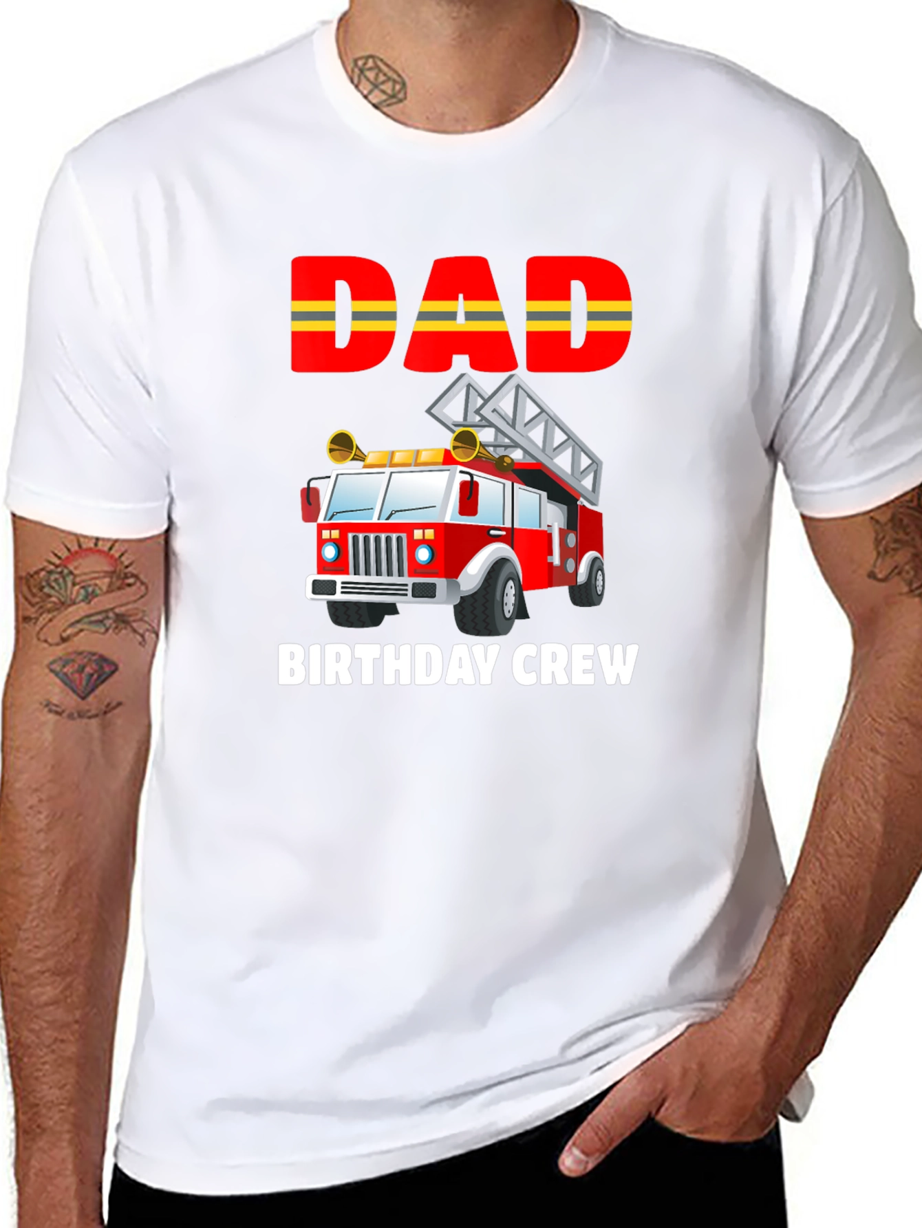 Dad Birthday Crew Firetruck T-Shirt