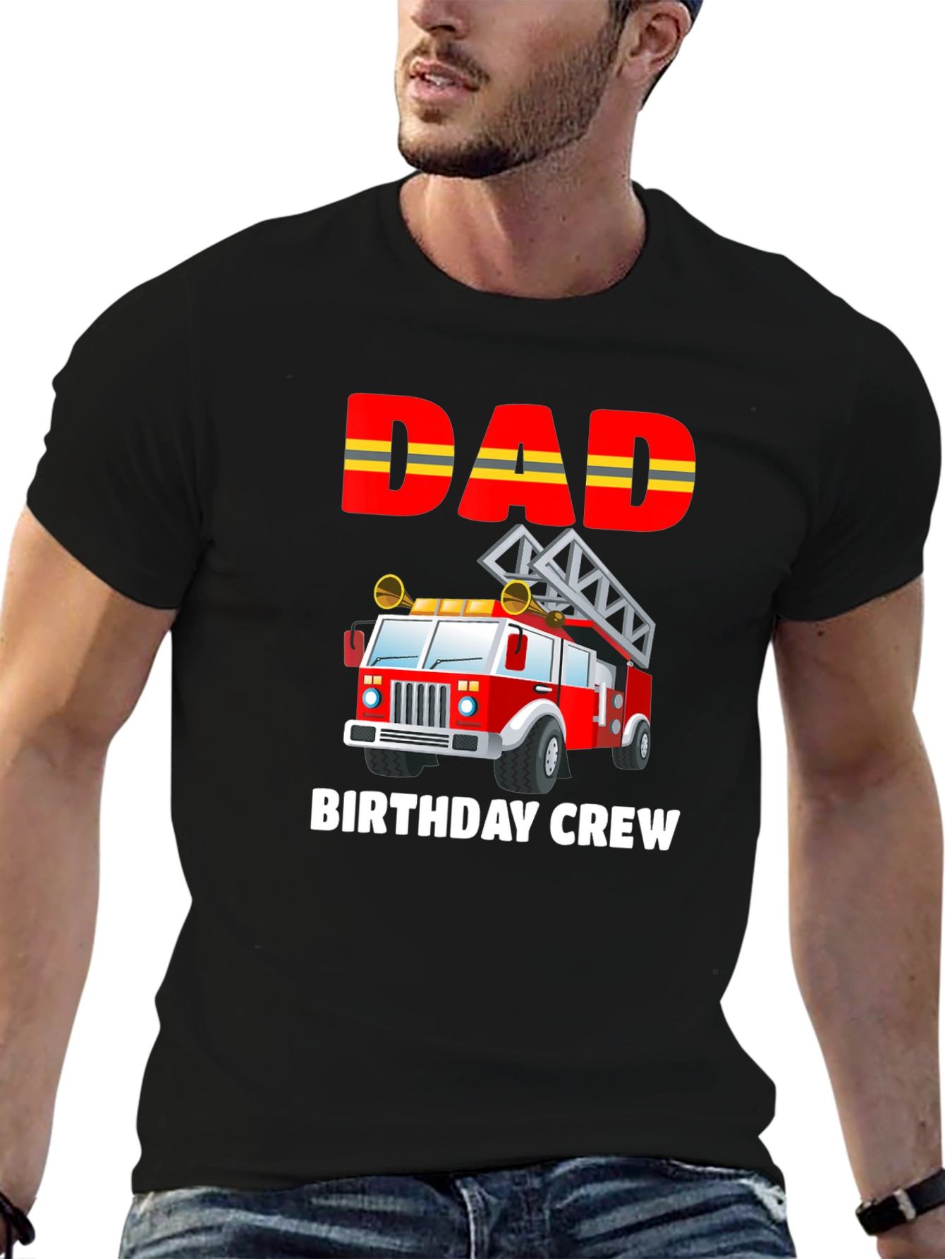 Dad Birthday Crew Firetruck T-Shirt