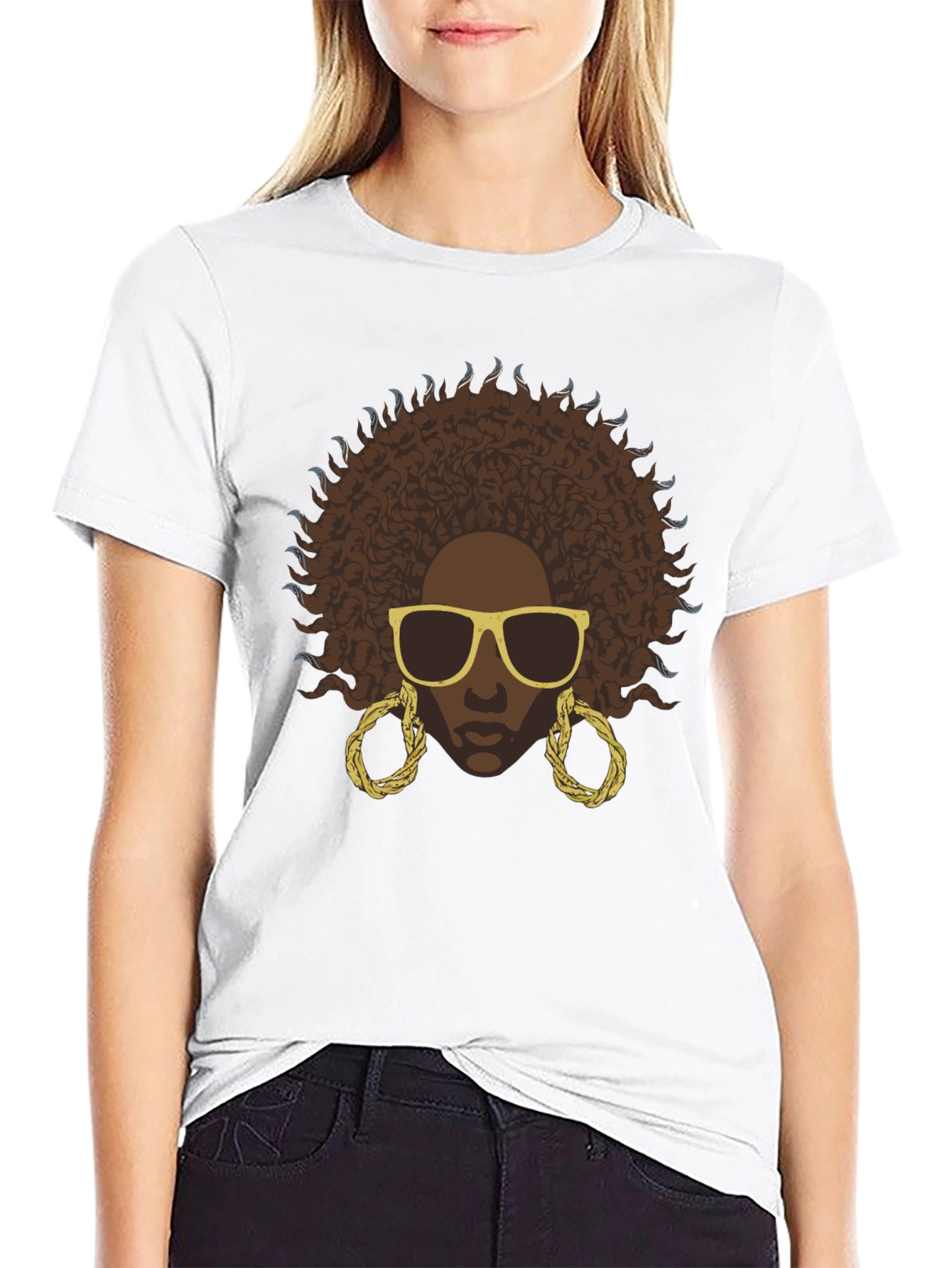 Afro Woman Graphic Black T-Shirt