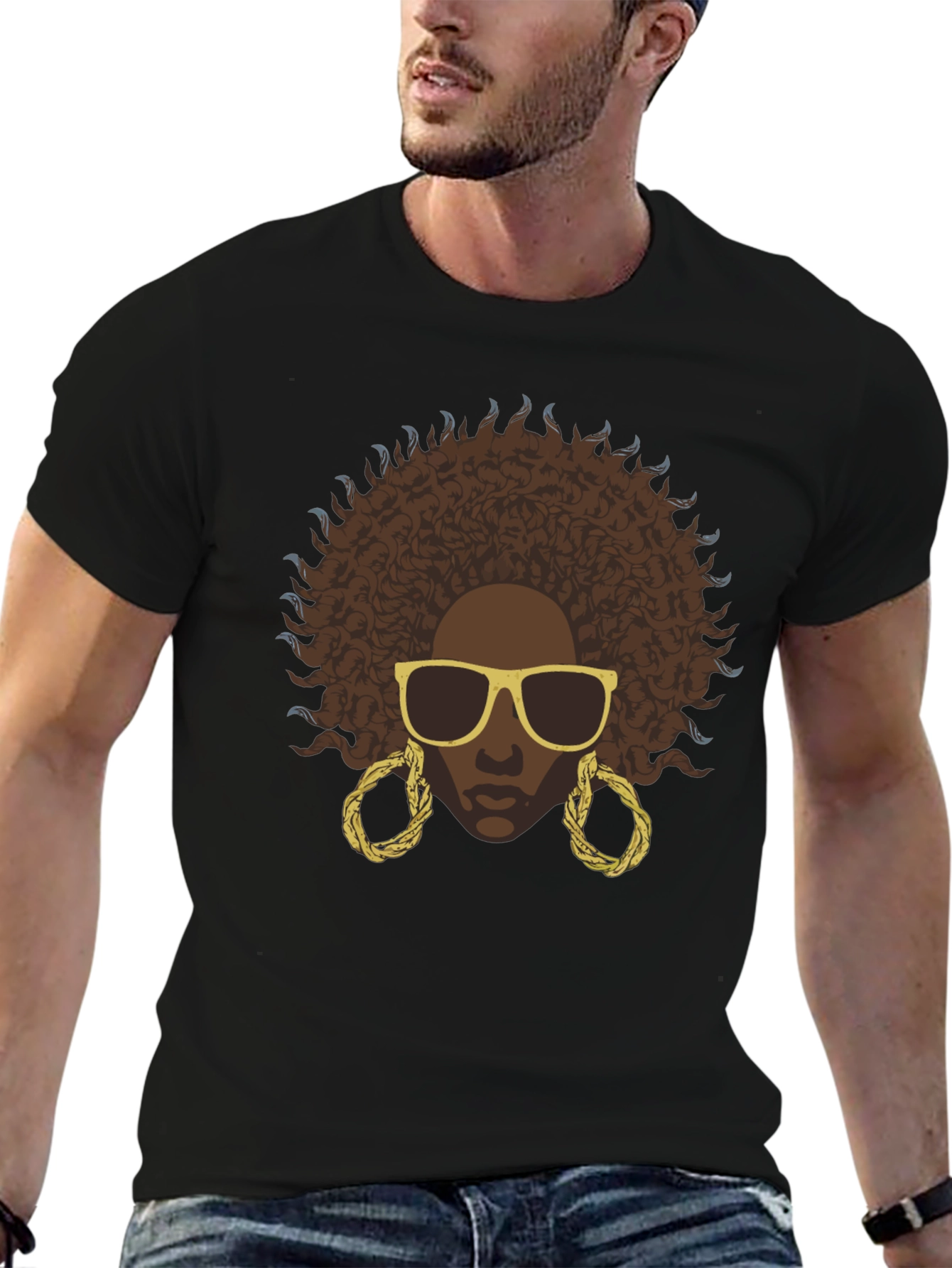 Afro Woman Graphic Black T-Shirt
