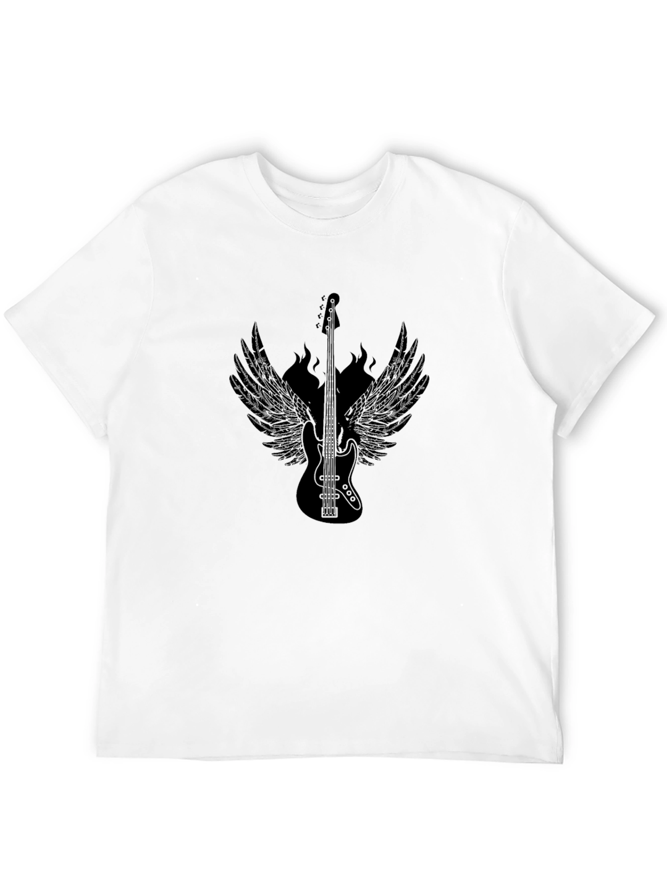 Black Guitar Wings Graphic Tee - Rocker Style