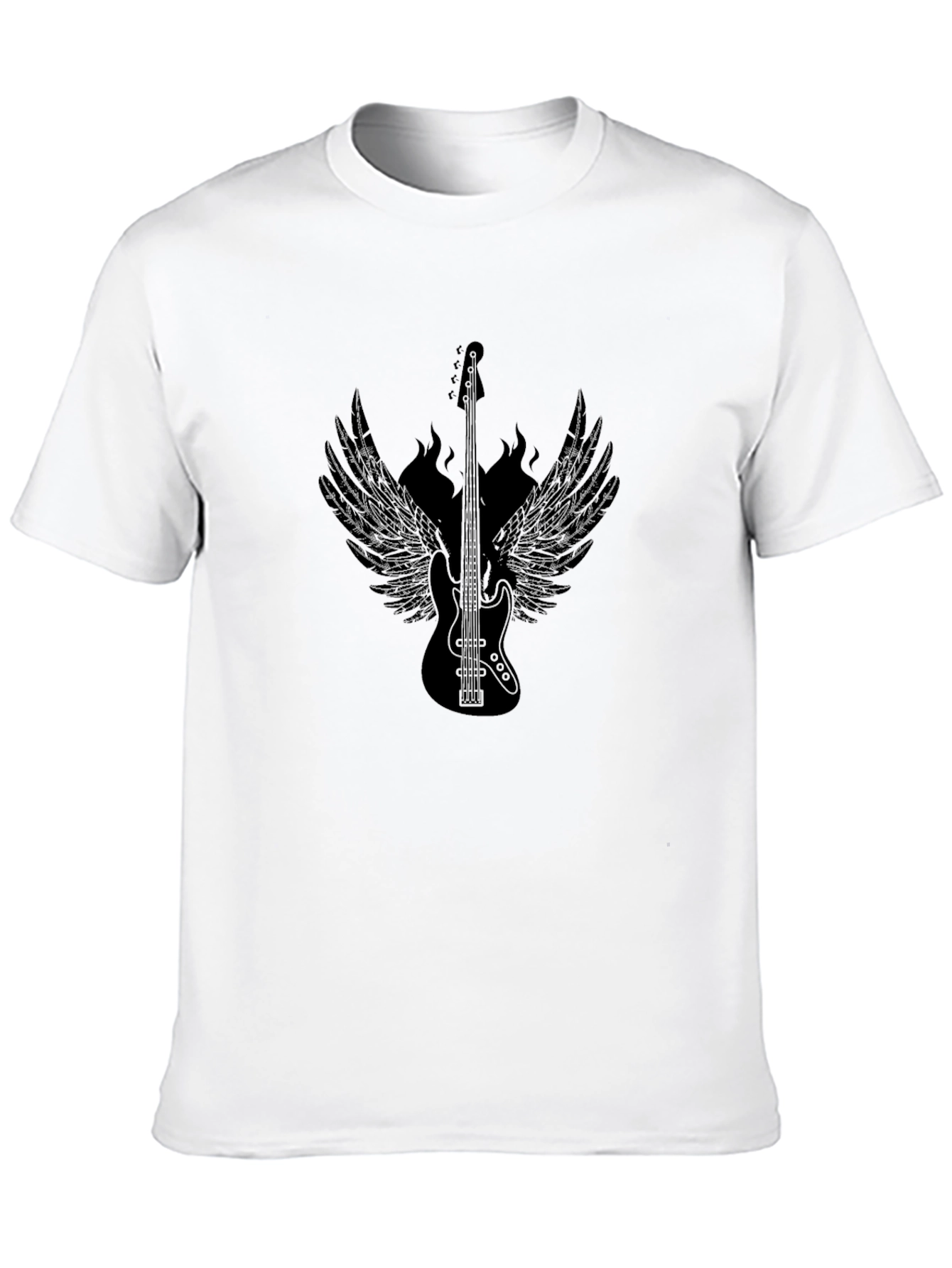 Black Guitar Wings Graphic Tee - Rocker Style