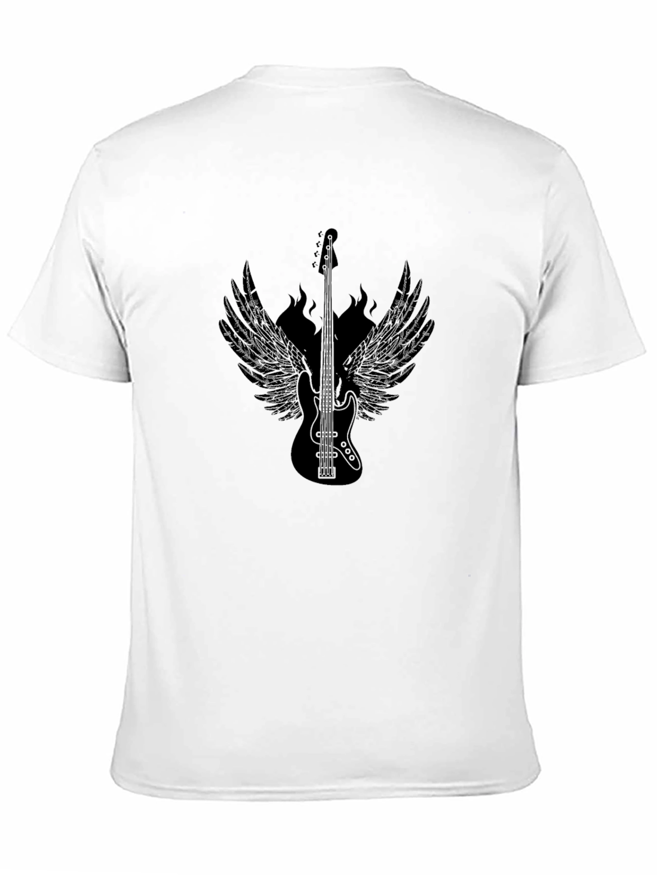 Black Guitar Wings Graphic Tee - Rocker Style