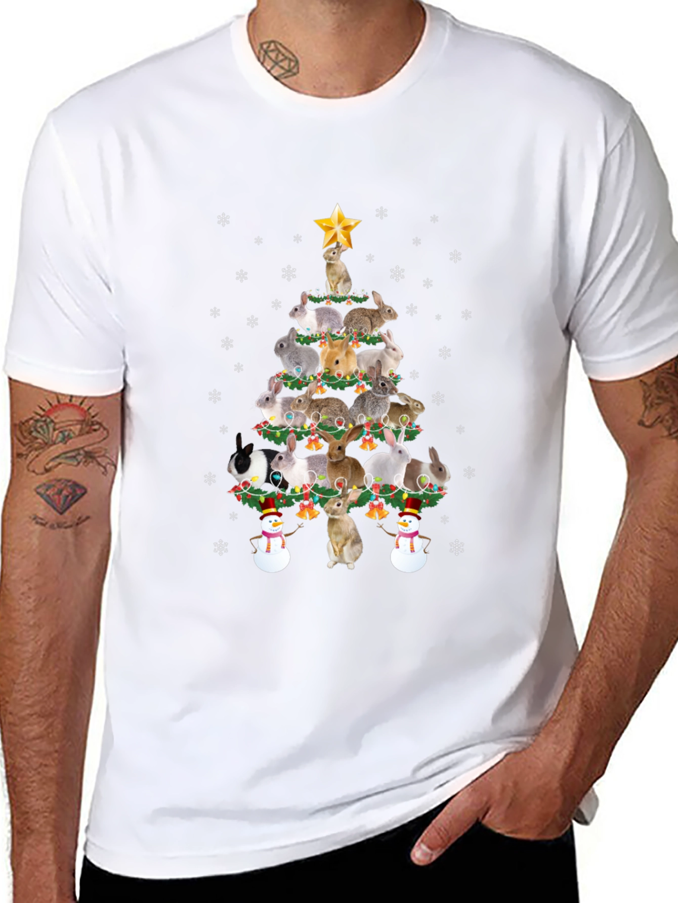 Rabbit Christmas Tree Graphic Tee