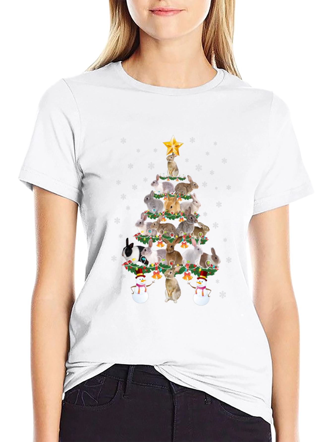 Rabbit Christmas Tree Graphic Tee