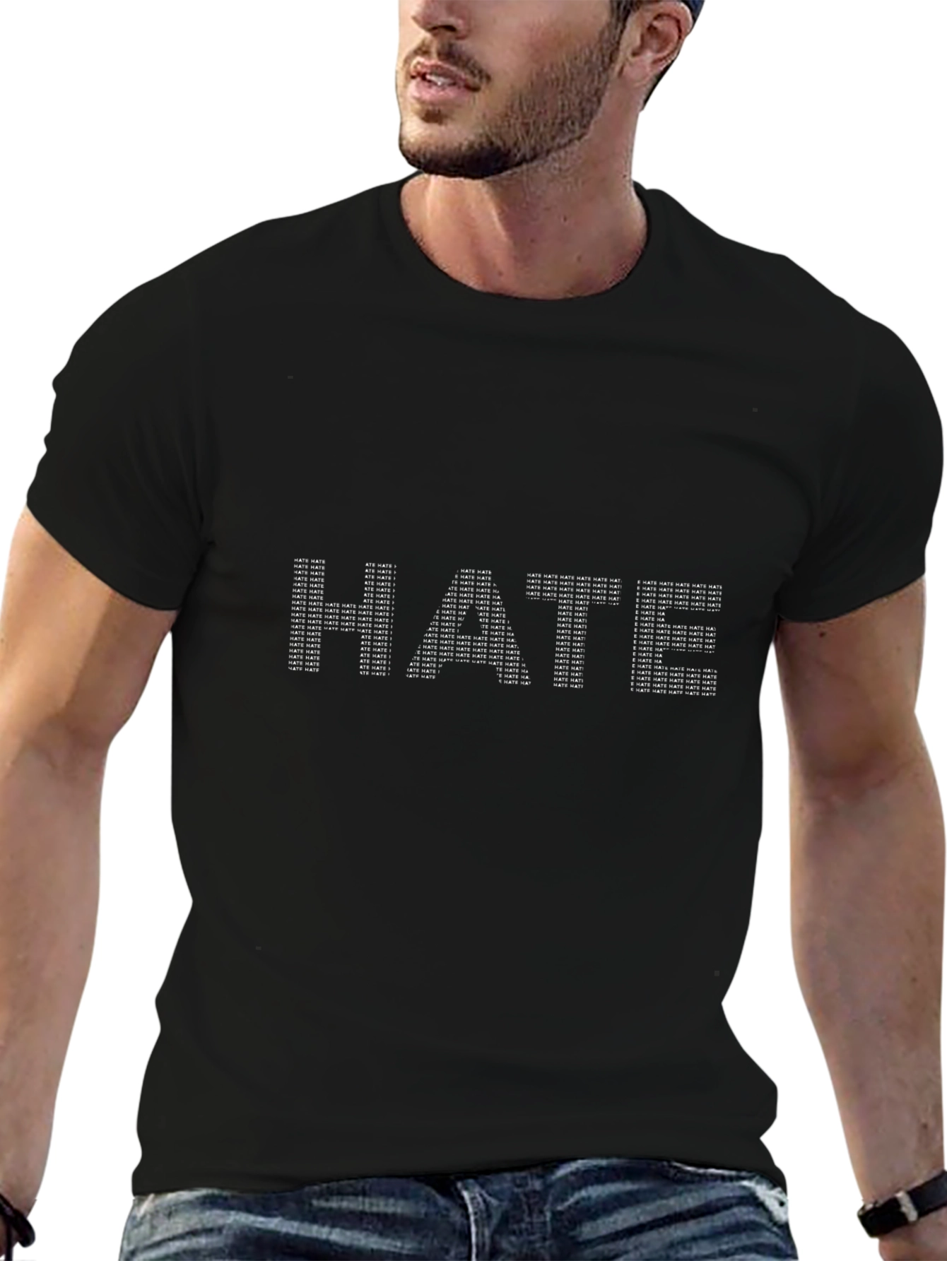 Edgy HATE Graphic Print Black T-Shirt